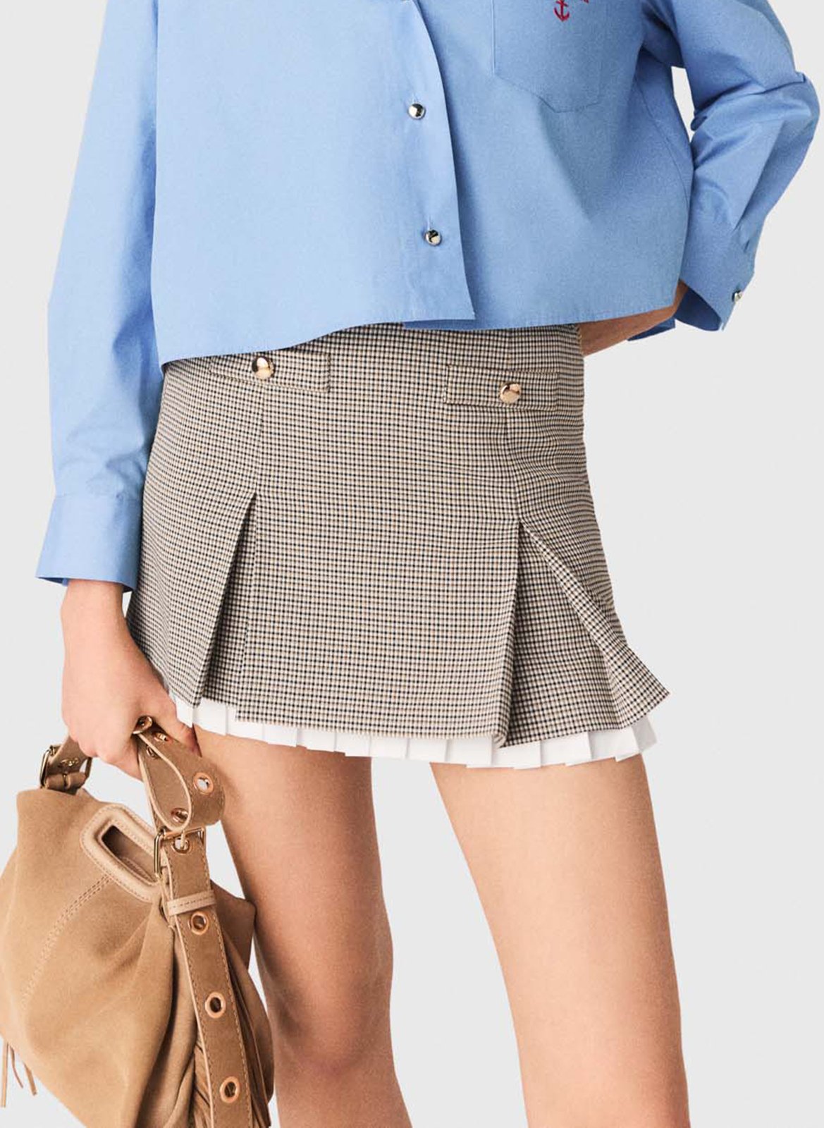 Gerende rok met print  MAJE Bruin