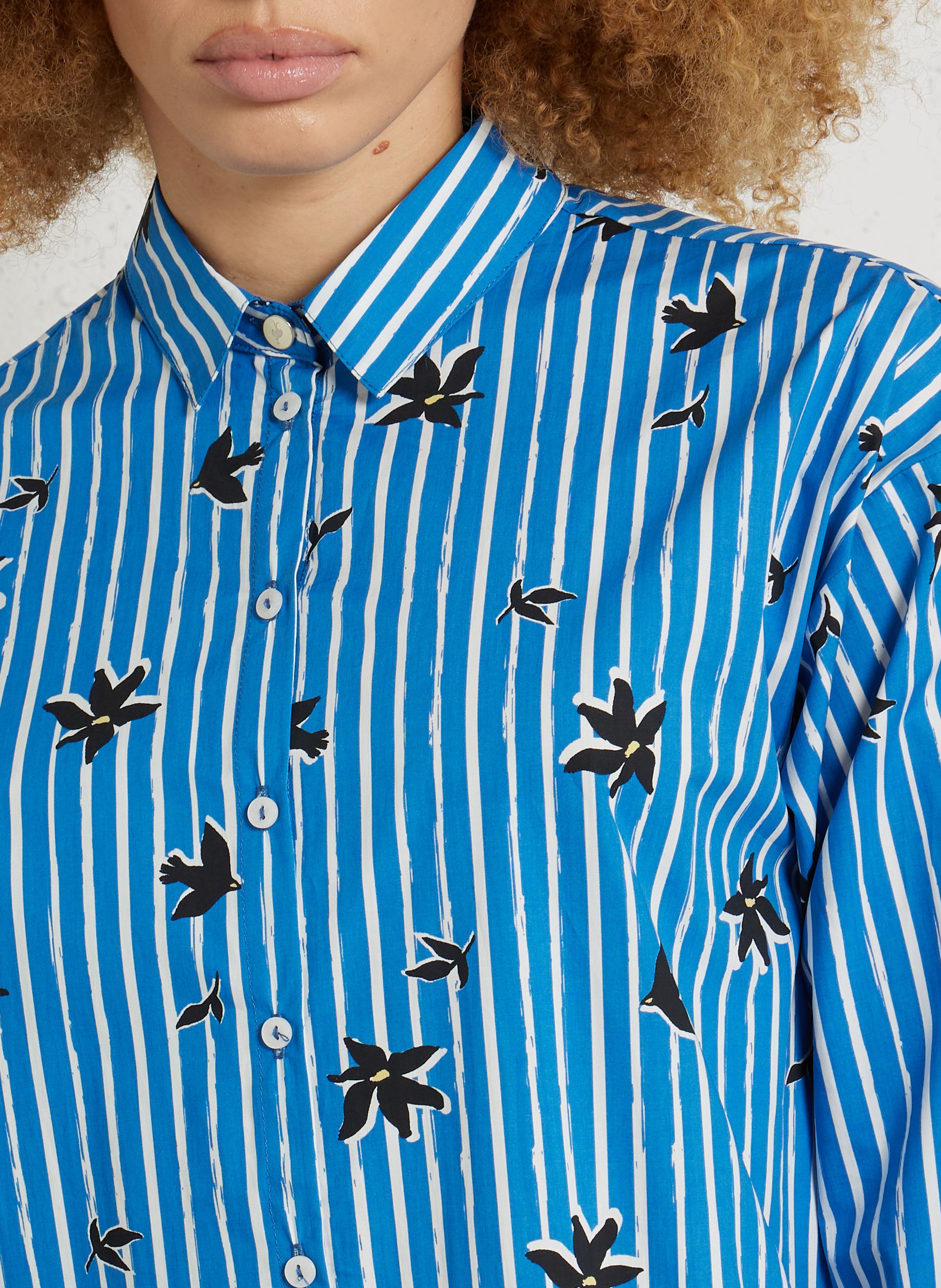 Robe courte chemise rayée à motifs ONE STEP Bleu