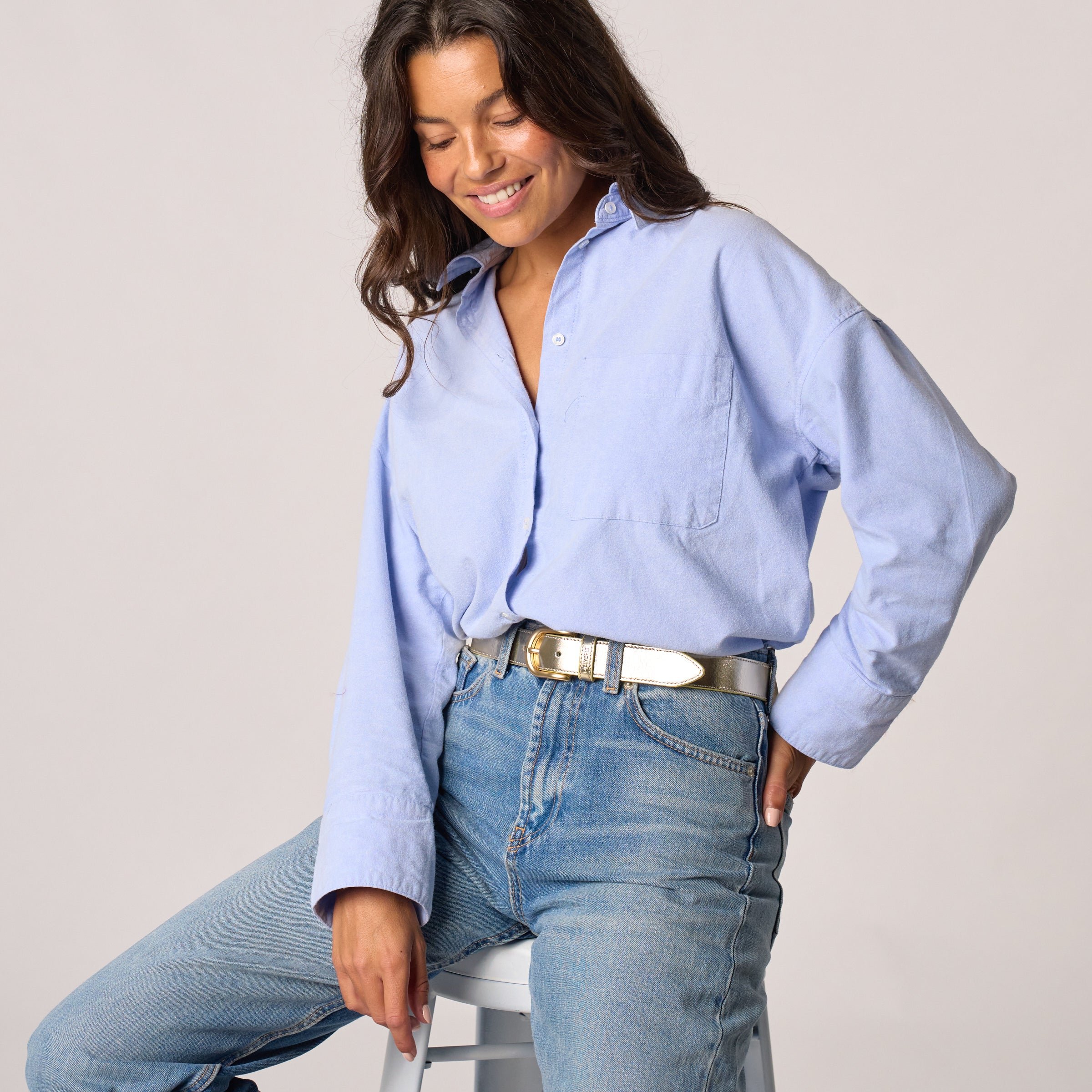 Leather belt plain BILLYBELT Golden