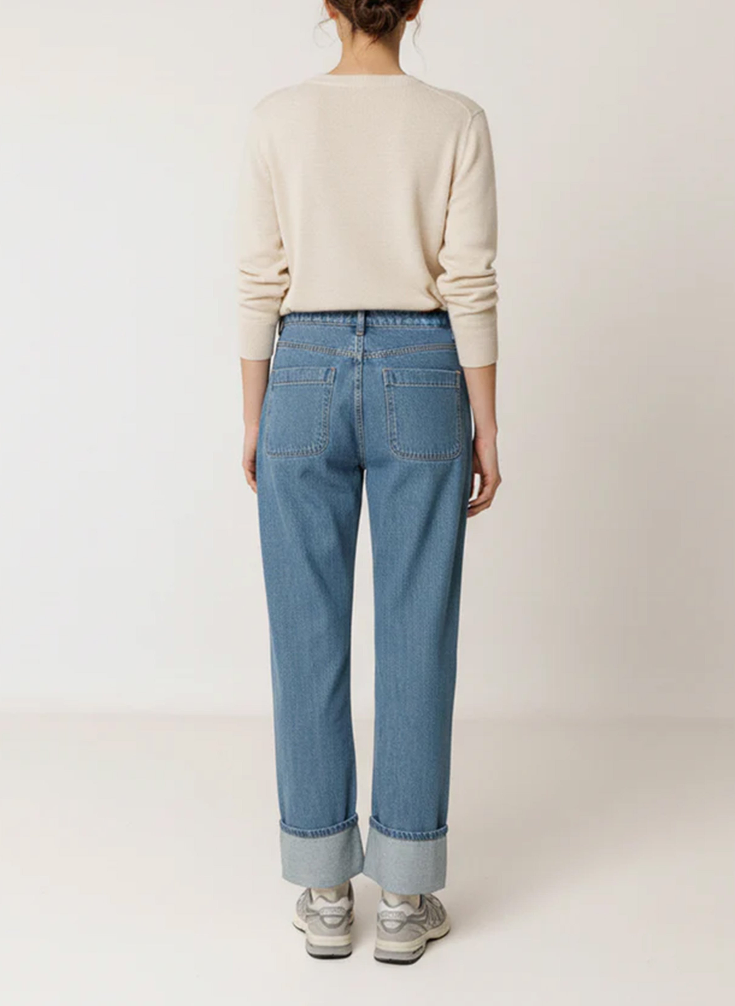 Straight leg jeans in recycled cotton and linen INDI & COLD Blue