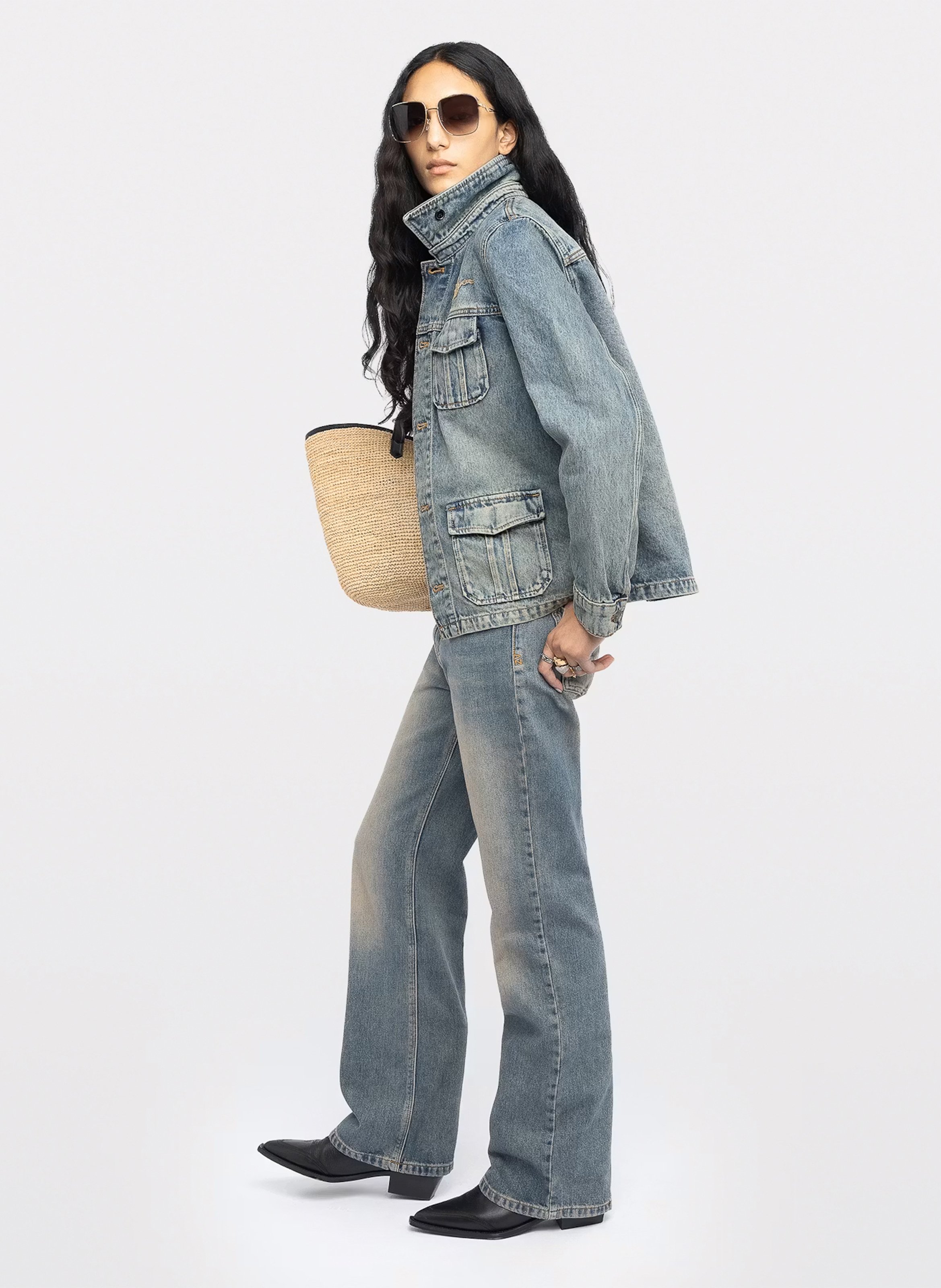 Straight cotton jacket with classic collar ZADIG&VOLTAIRE Blue