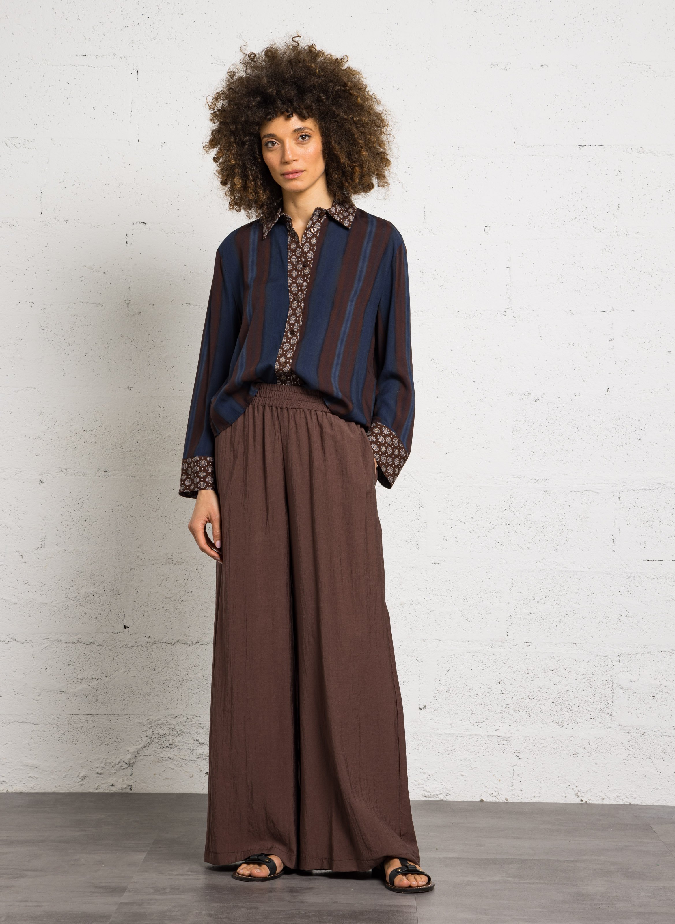 Pantalon large PLEASE Marron