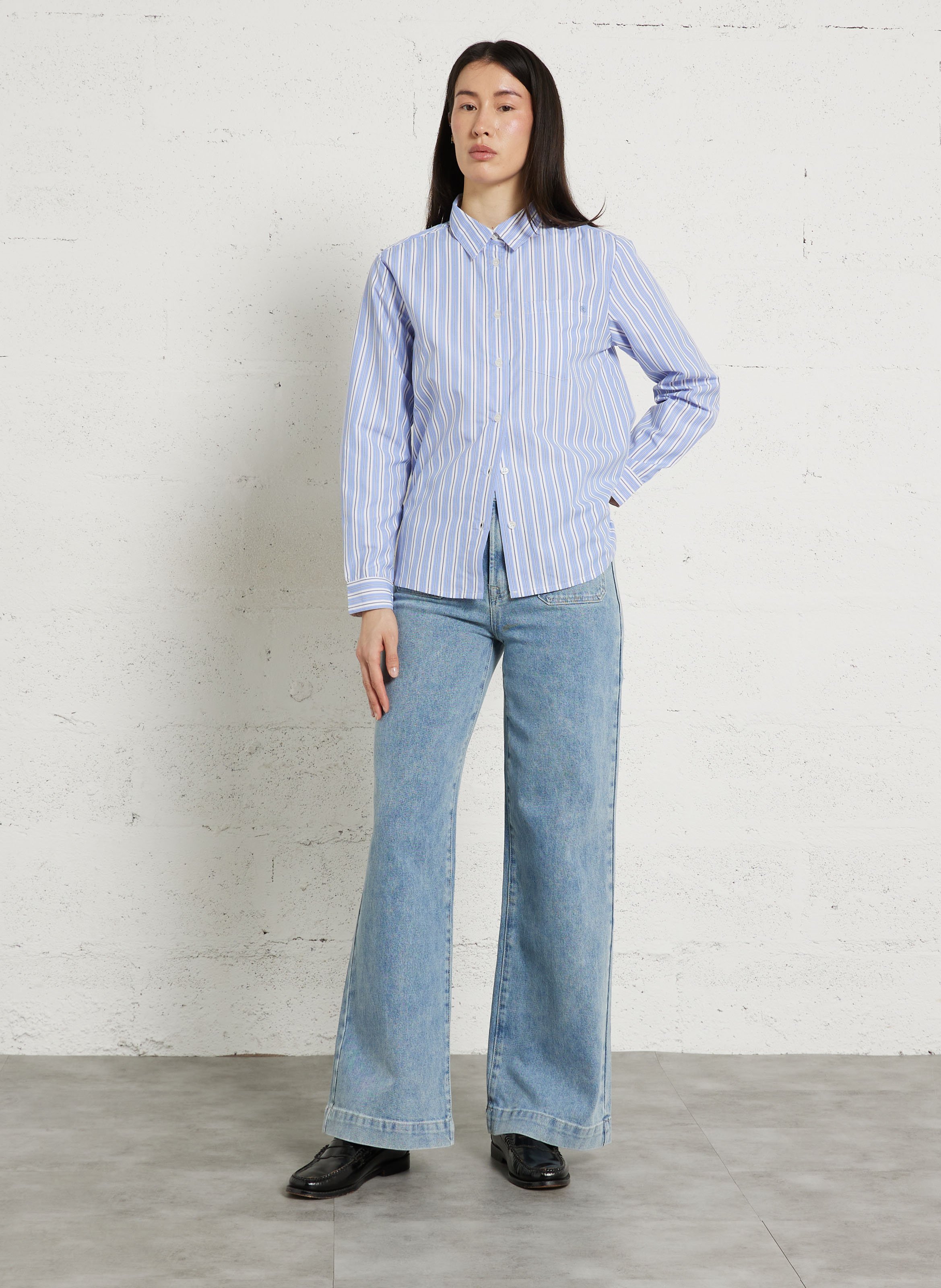 Chemise droite col classique à rayures LA PETITE ETOILE Beige