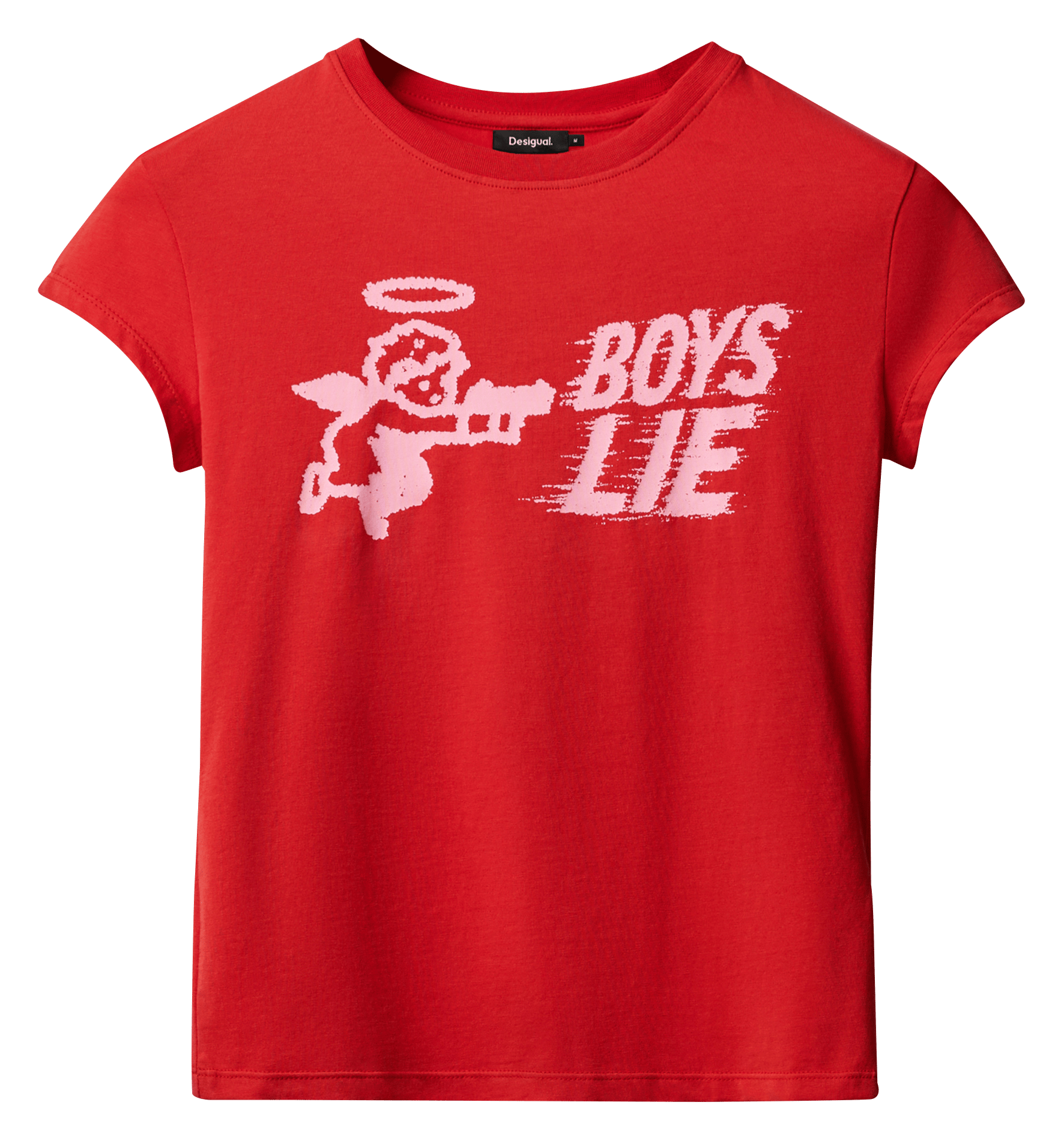 Tee-shirt col rond en coton mélangé DESIGUAL Rouge