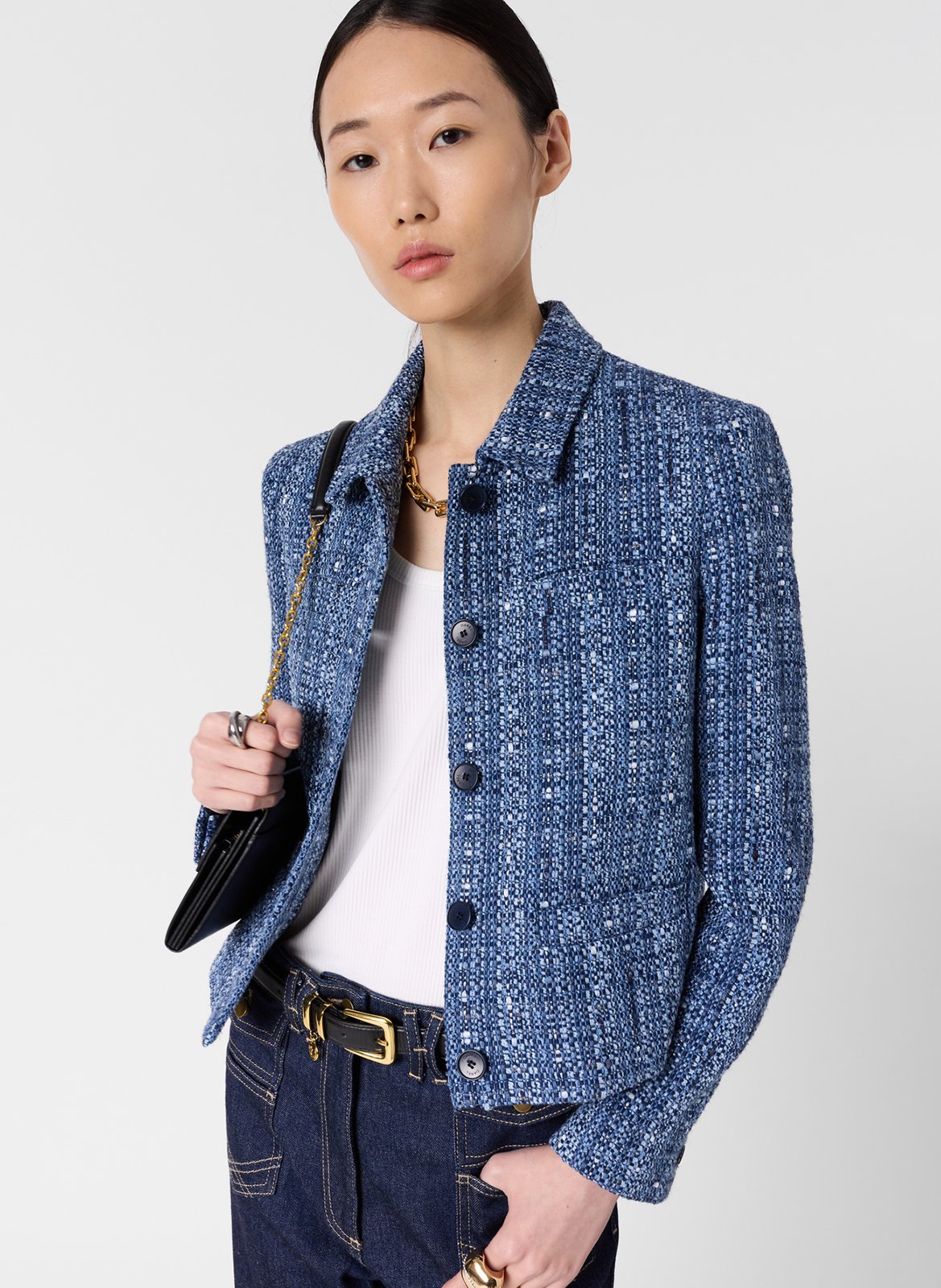 Cotton-blend coat with classic collar GERARD DAREL Blue