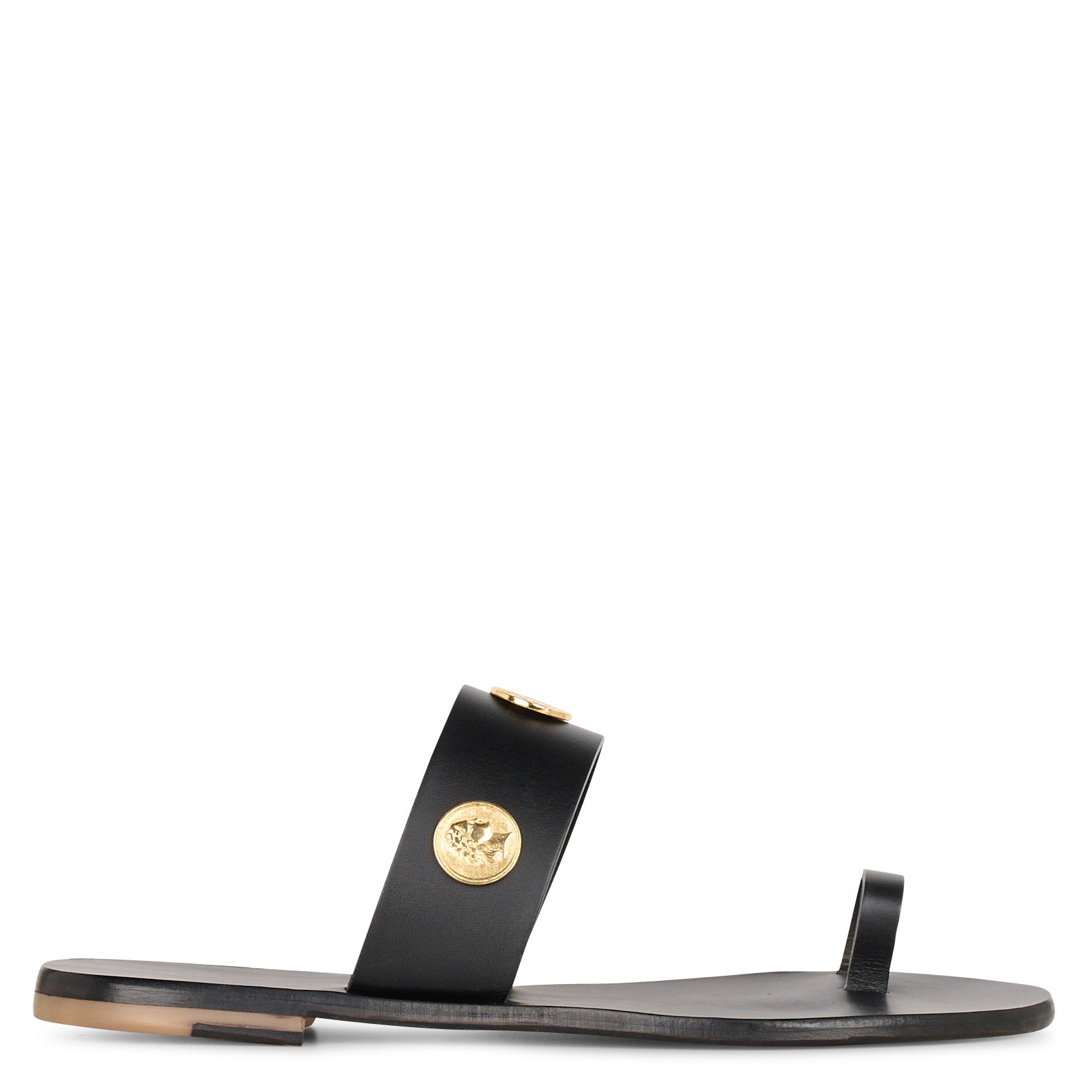 Platte leren teenslippers MAMA PRAIA Zwart