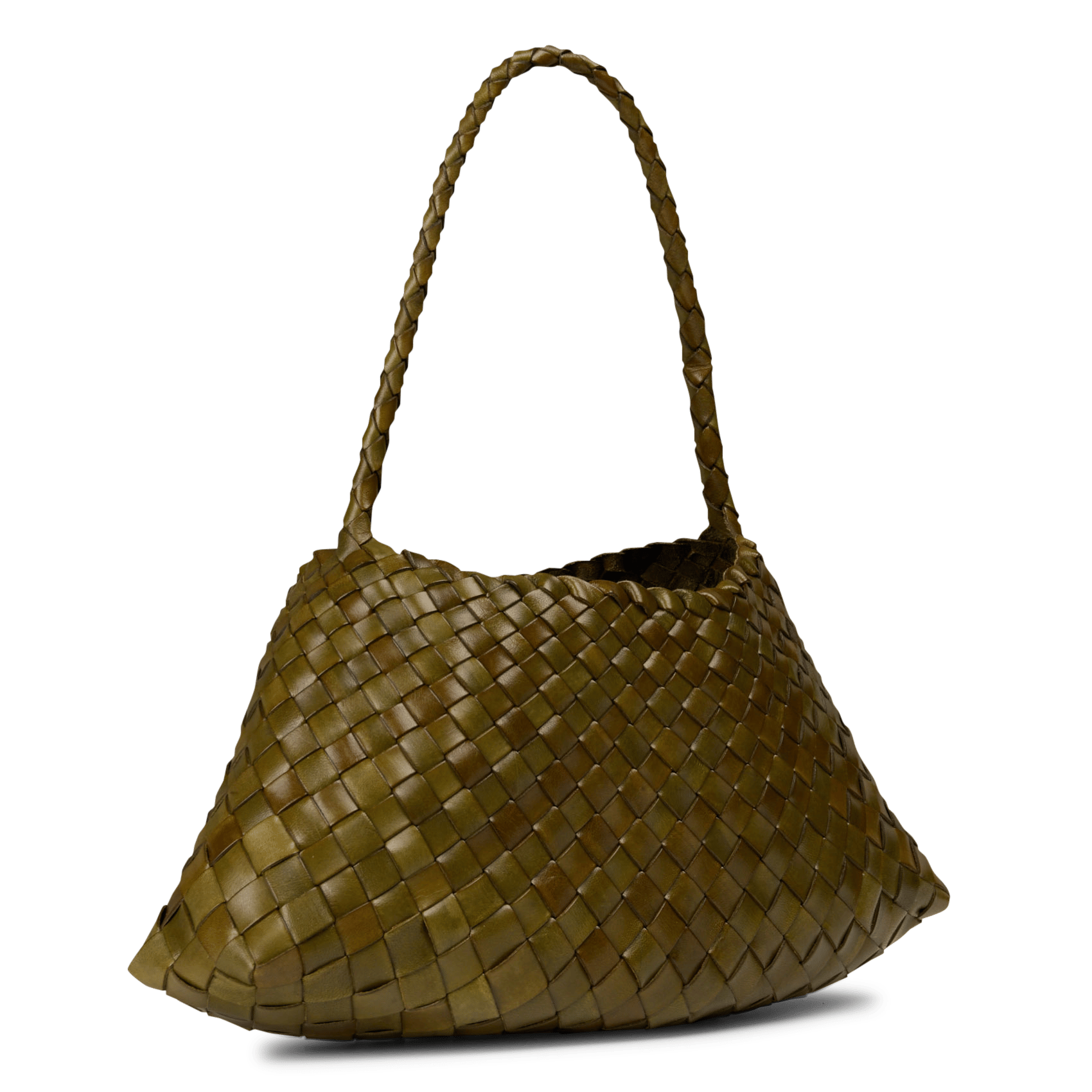 Woven leather basket Khaki