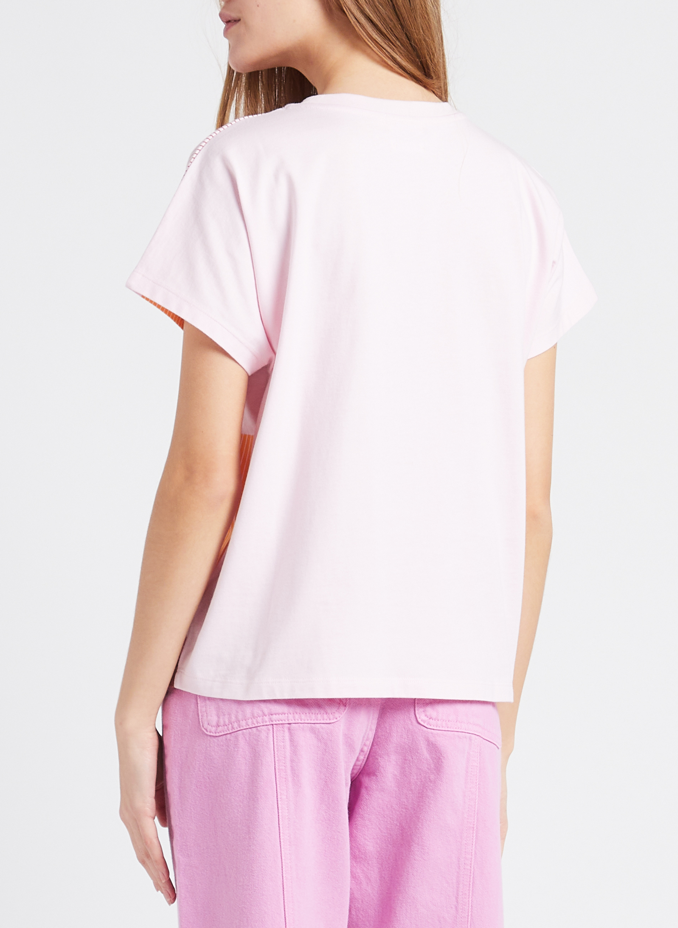 Organic cotton loose-fit T-shirt with graphic print INDEE Pink