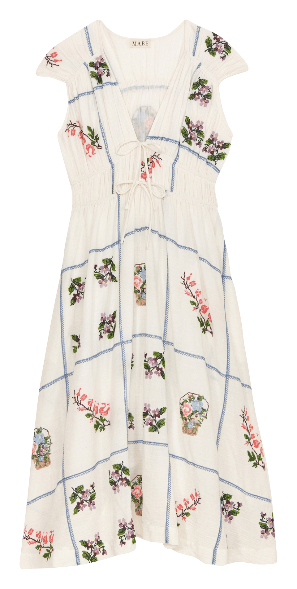 Robe midi col V en coton M.A.B.E Multicolore