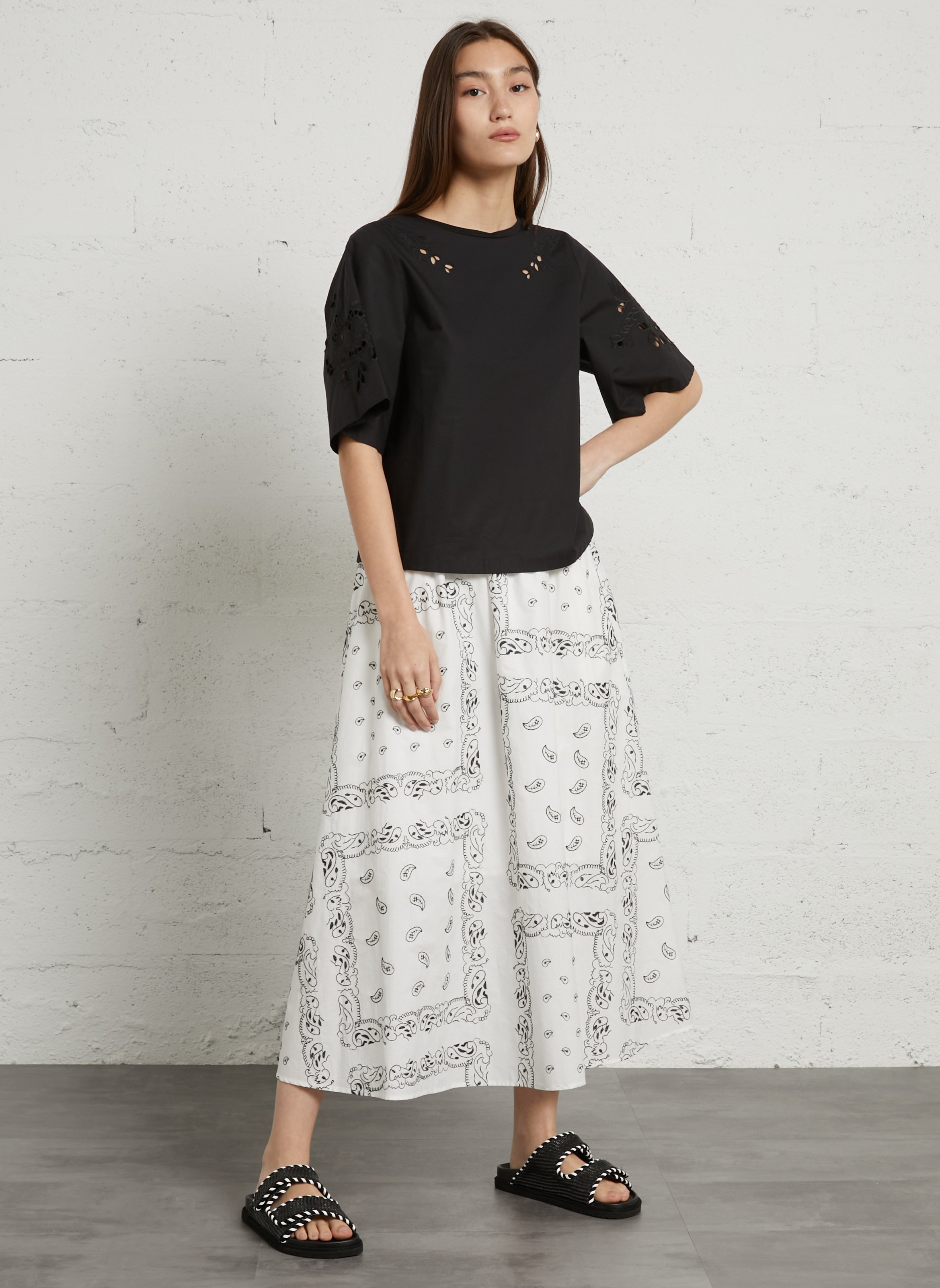 Flat straw sandals COLORS OF CALIFORNIA Black