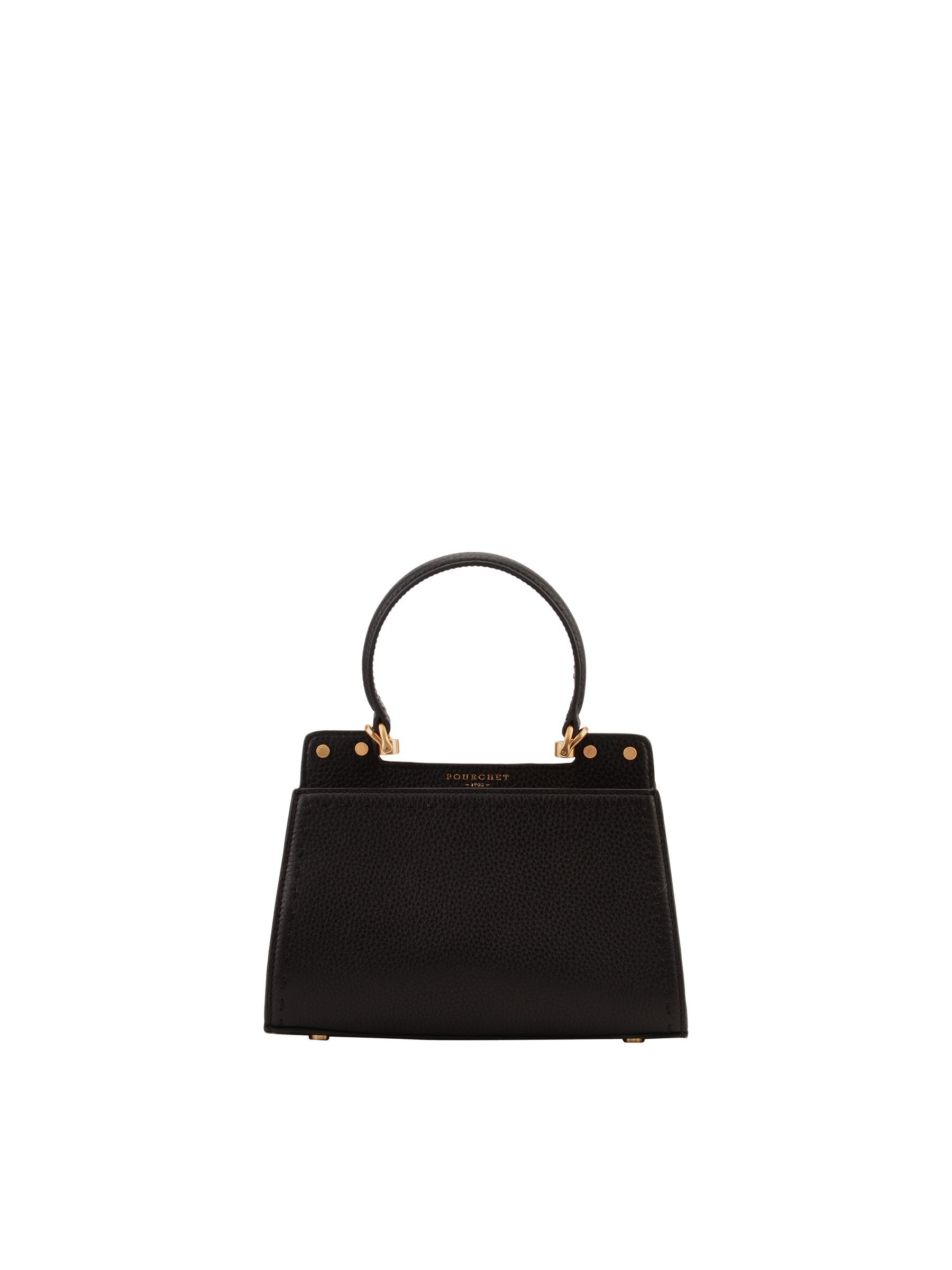 Sac porté main en cuir de vachette POURCHET Marron