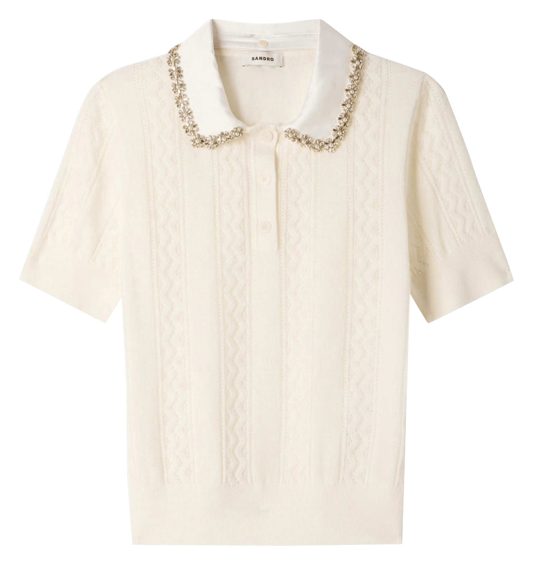 Nauwsluitende polo van wol SANDRO Beige