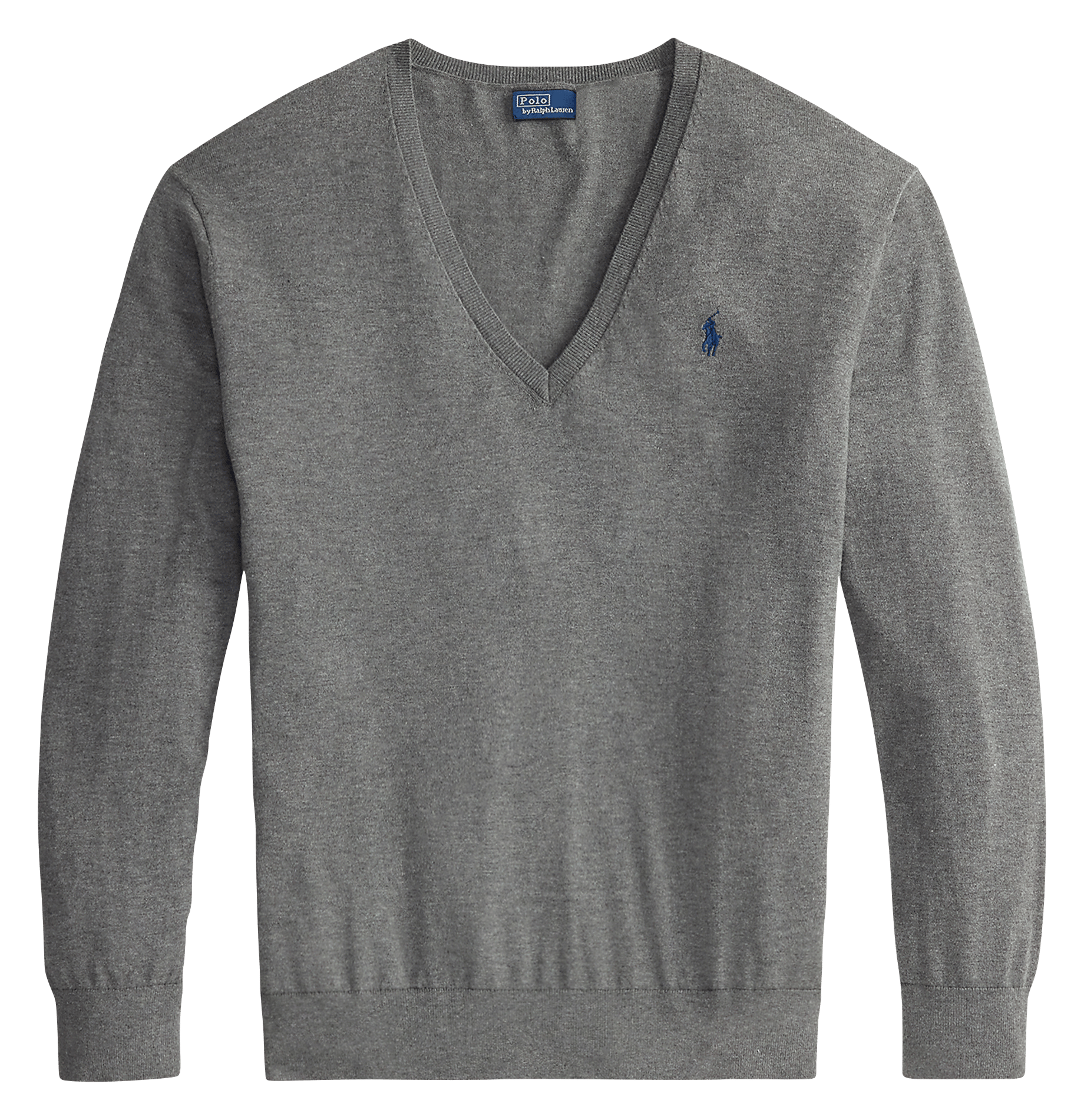 Jersey con cuello en pico de algodón POLO RALPH LAUREN Gris
