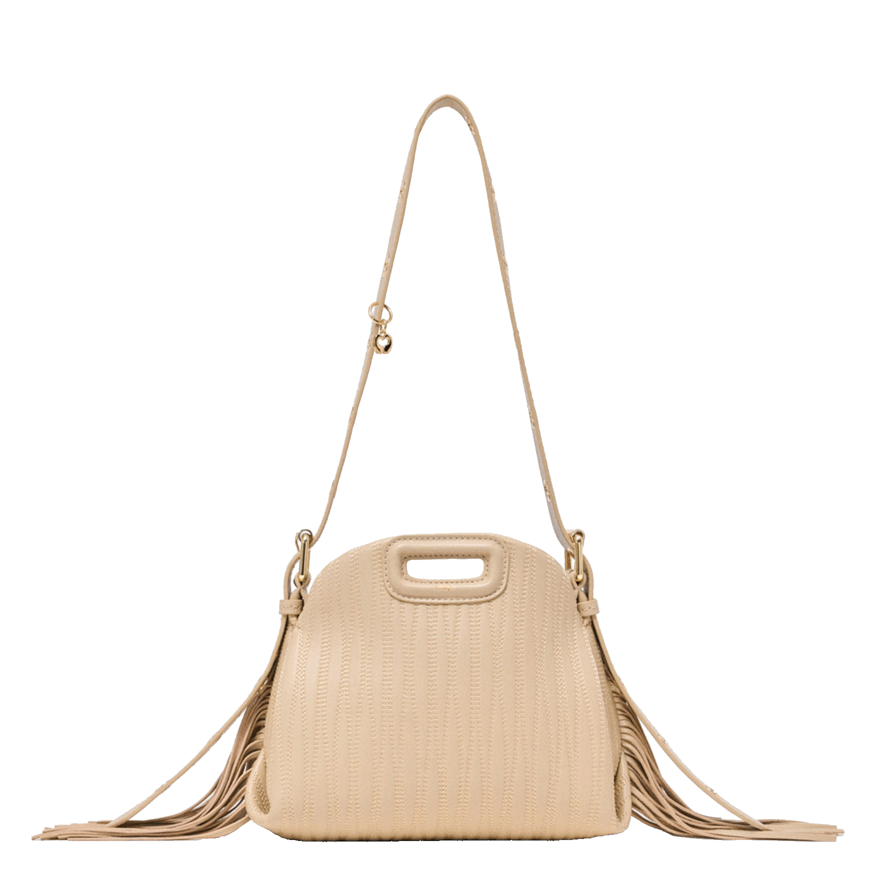 Sac bandoulière en cuir MAJE Beige