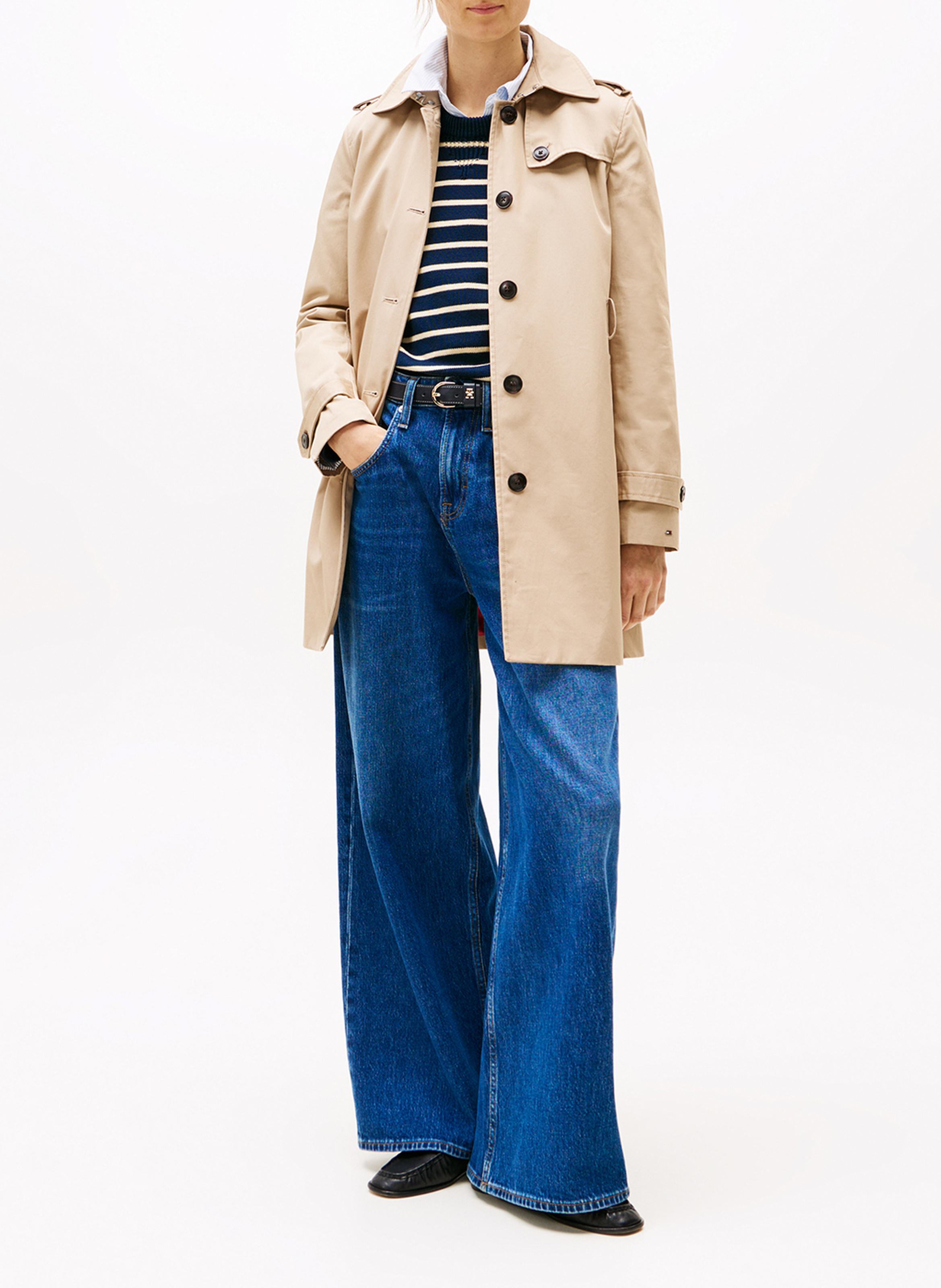 Gerader Trenchcoat aus Bio-Baumwolle TOMMY HILFIGER Beige
