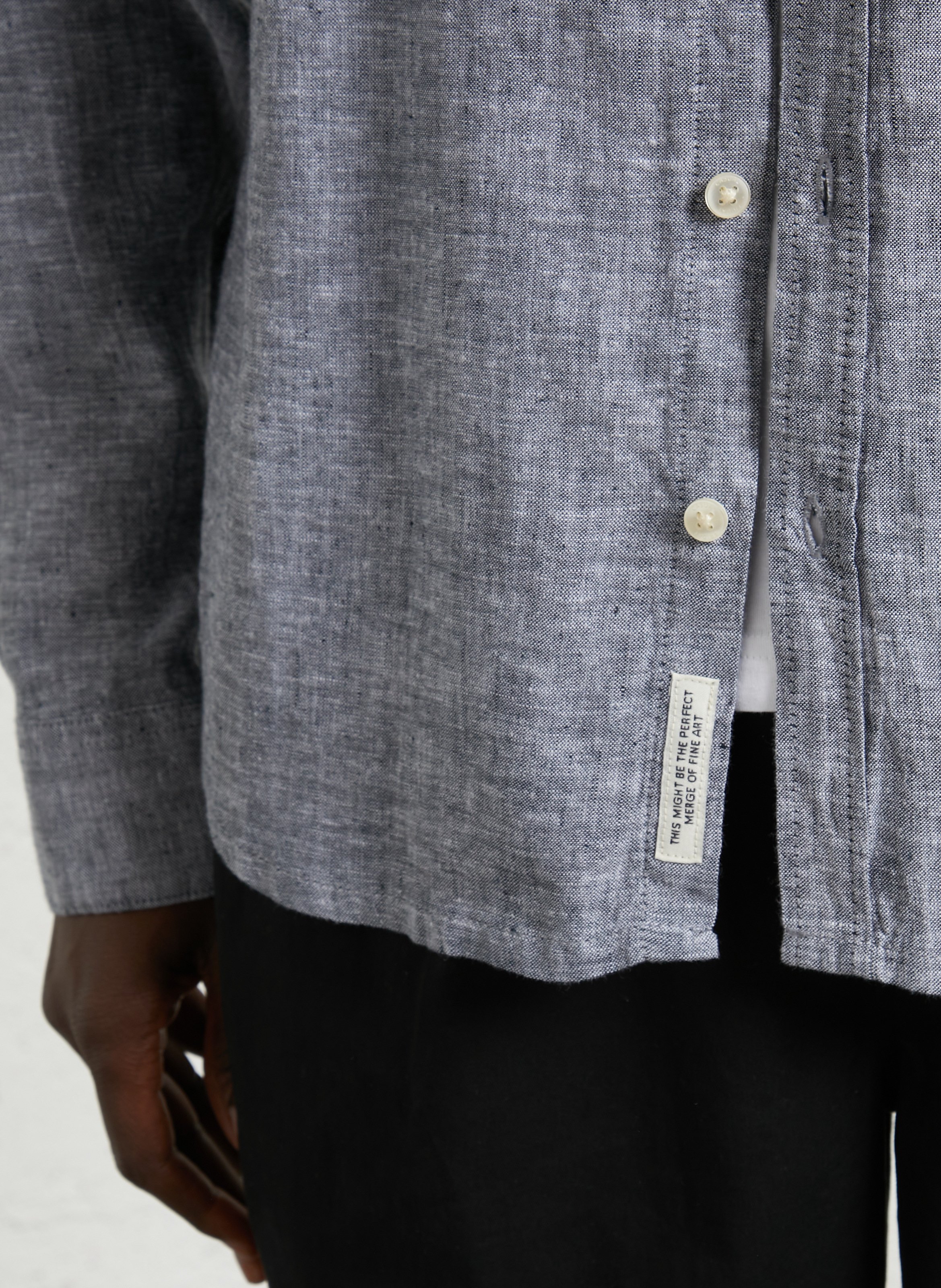 Chemise col classique en lin mélangé CASUAL FRIDAY Bleu