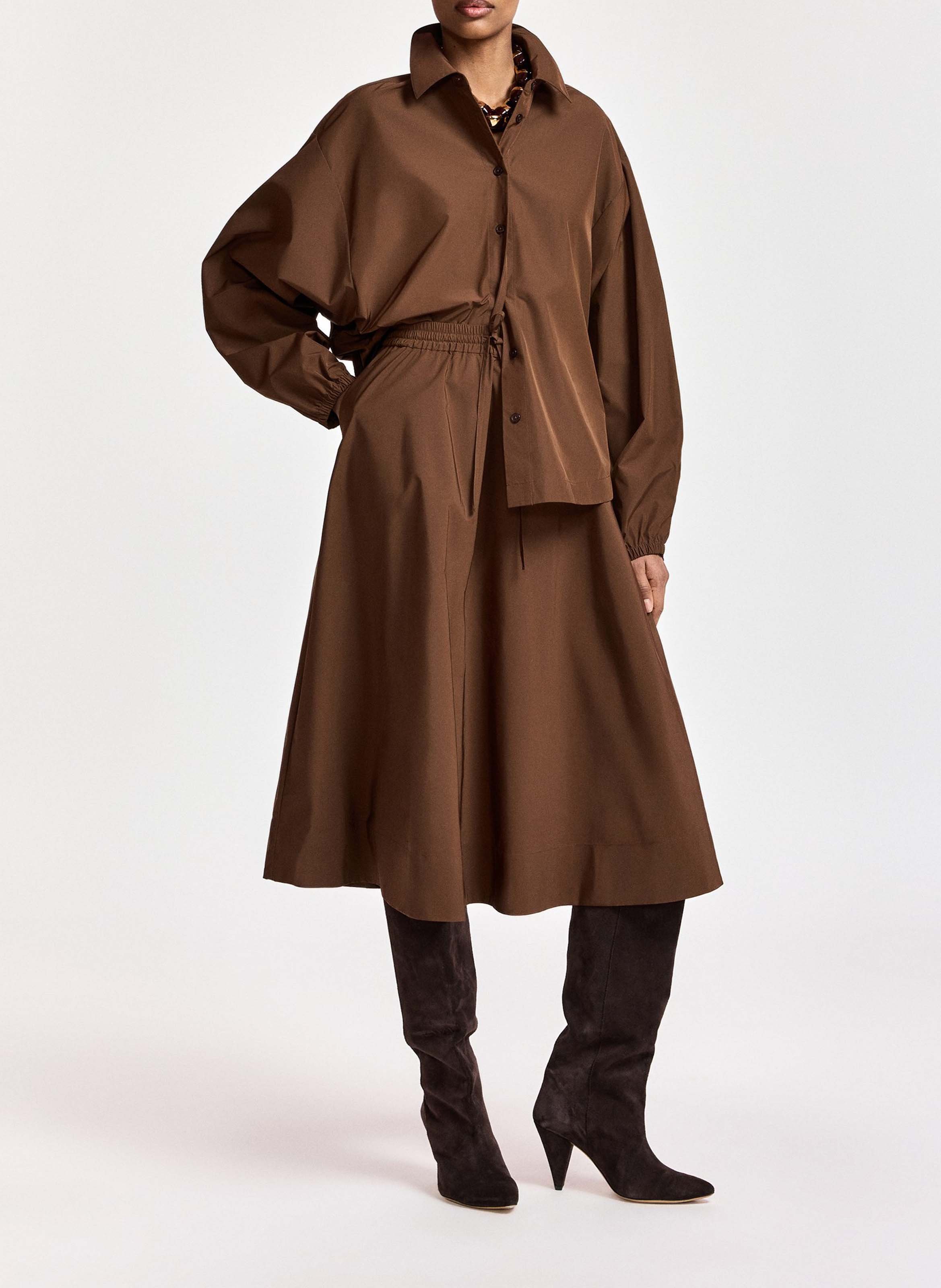 Ausgestellter Midirock mit elastischer Taille ESSENTIEL ANTWERP Braun