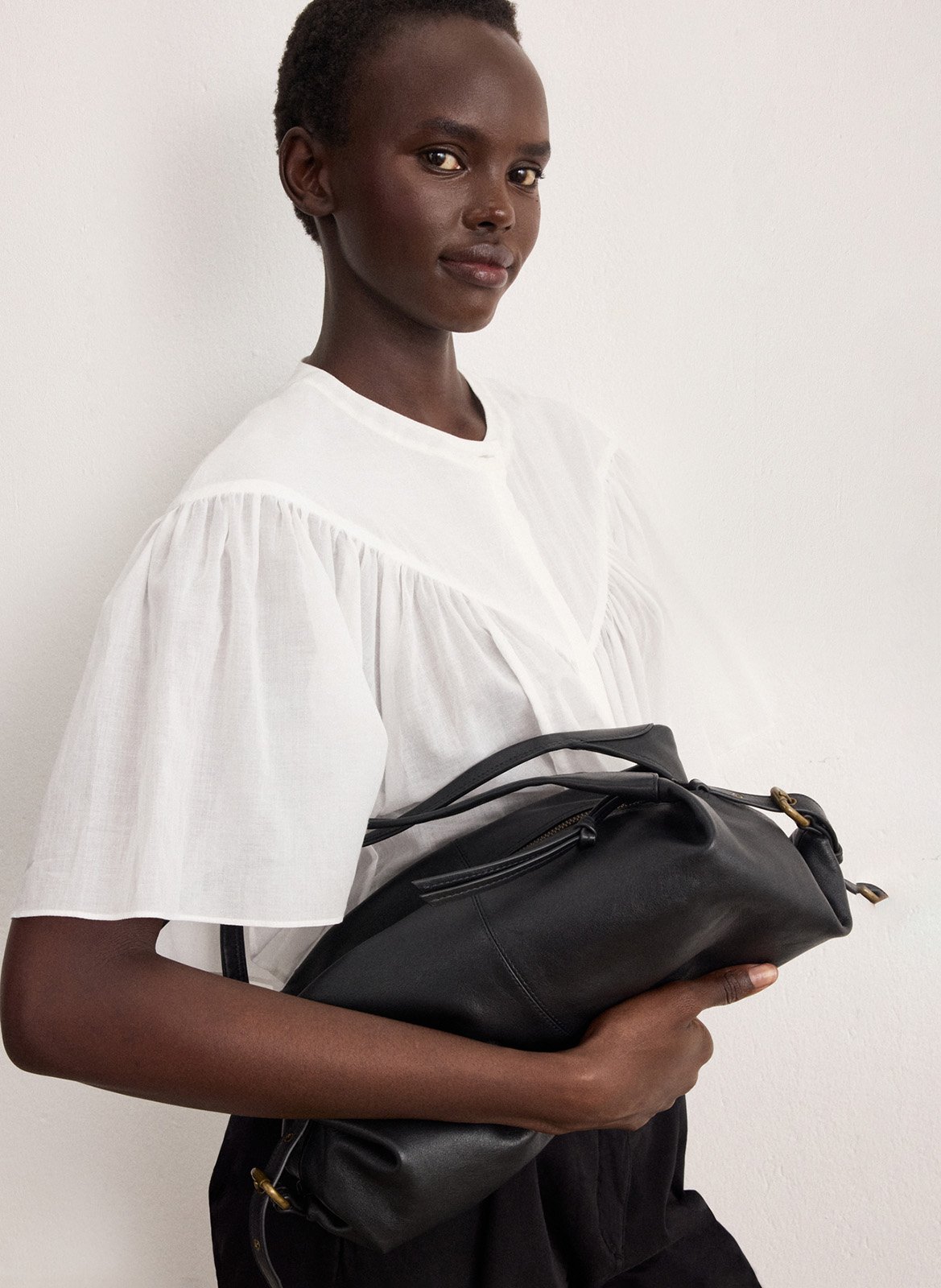 Sac baguette en cuir PABLO Noir