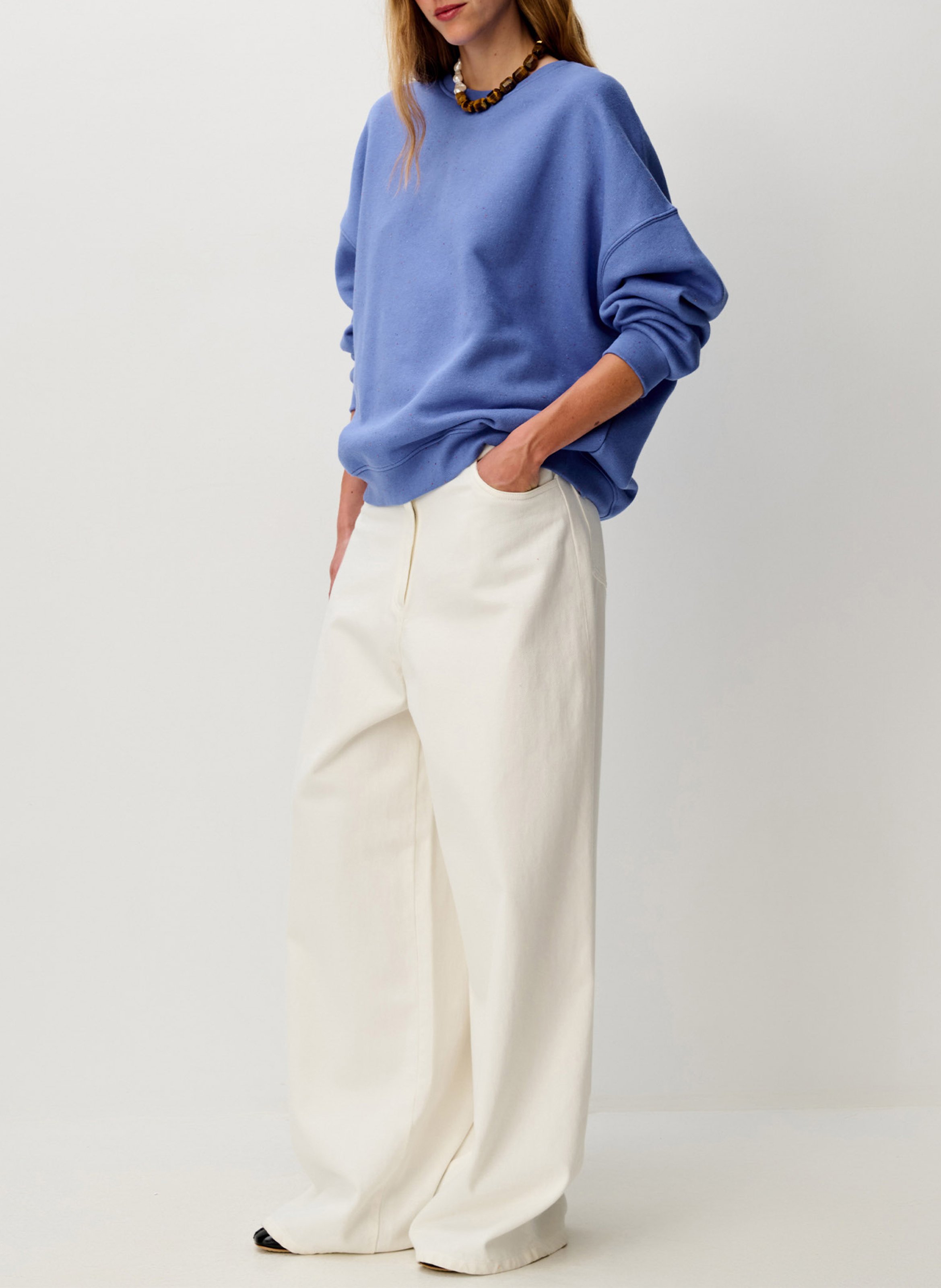 Oversize-Rundhals-Sweatshirt aus Baumwoll-Mix SESSUN Blau