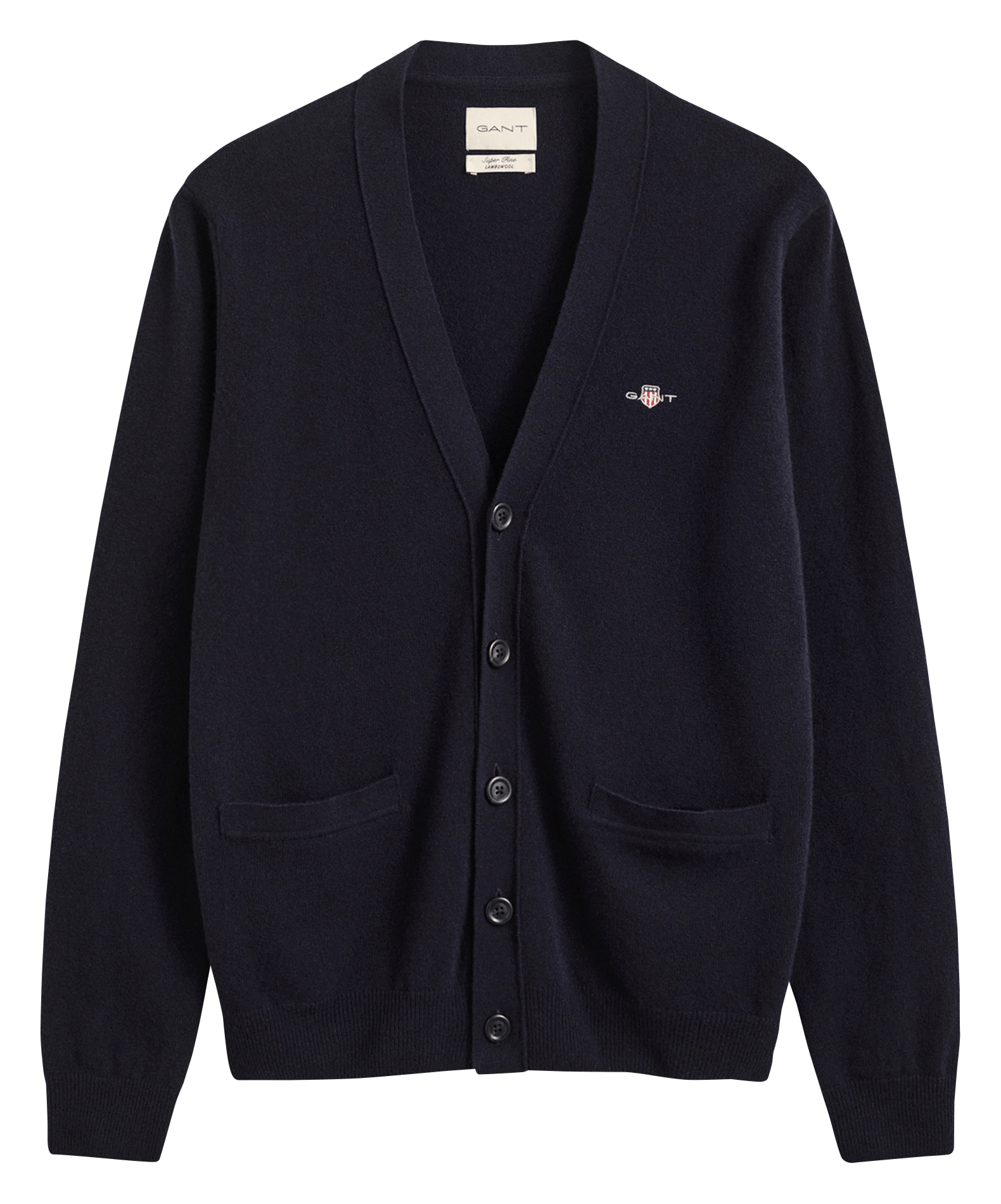 Straight V-neck wool cardigan GANT Blue
