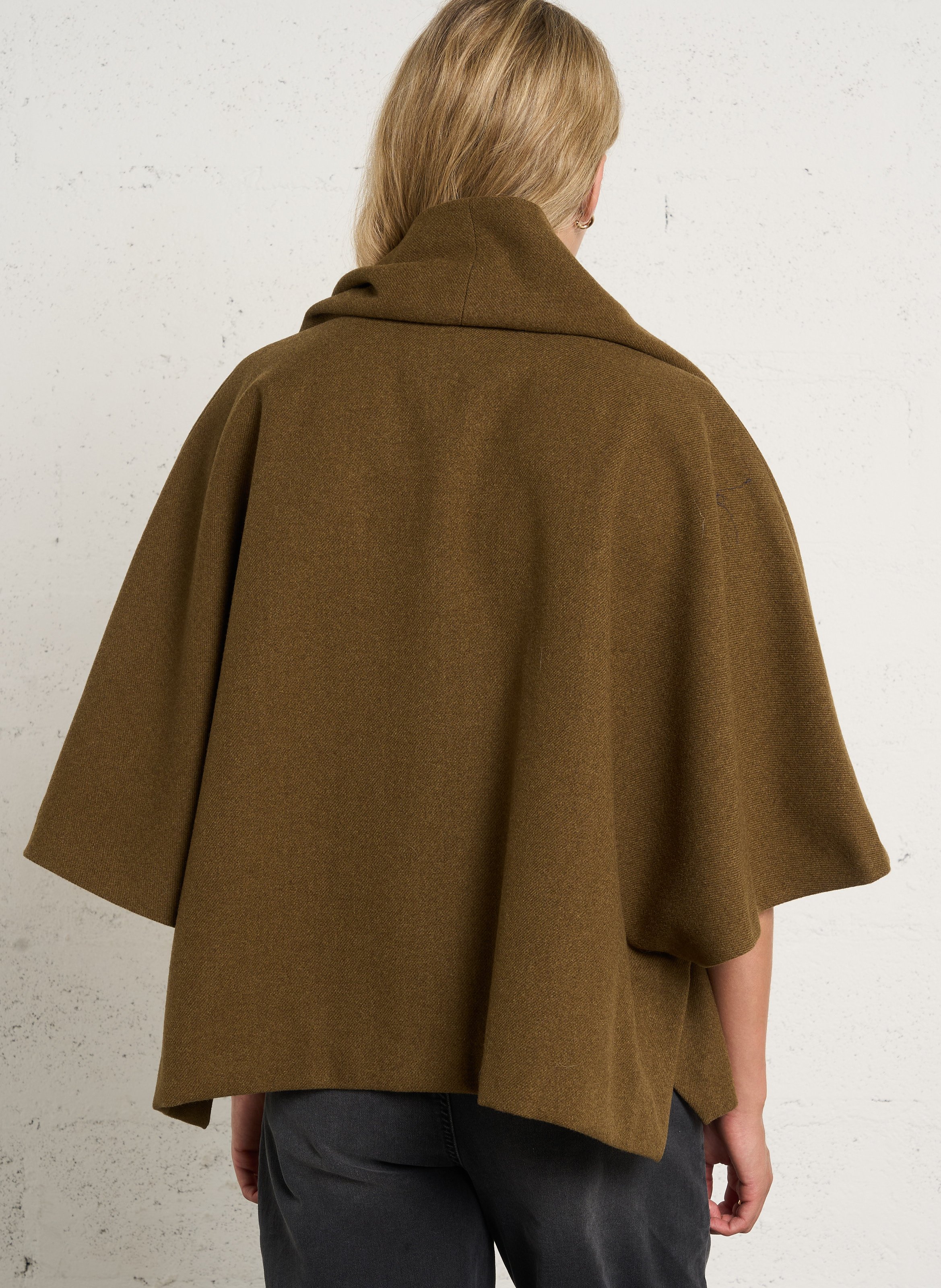 Short Oversized Solid Color Coat PLEASE Khaki