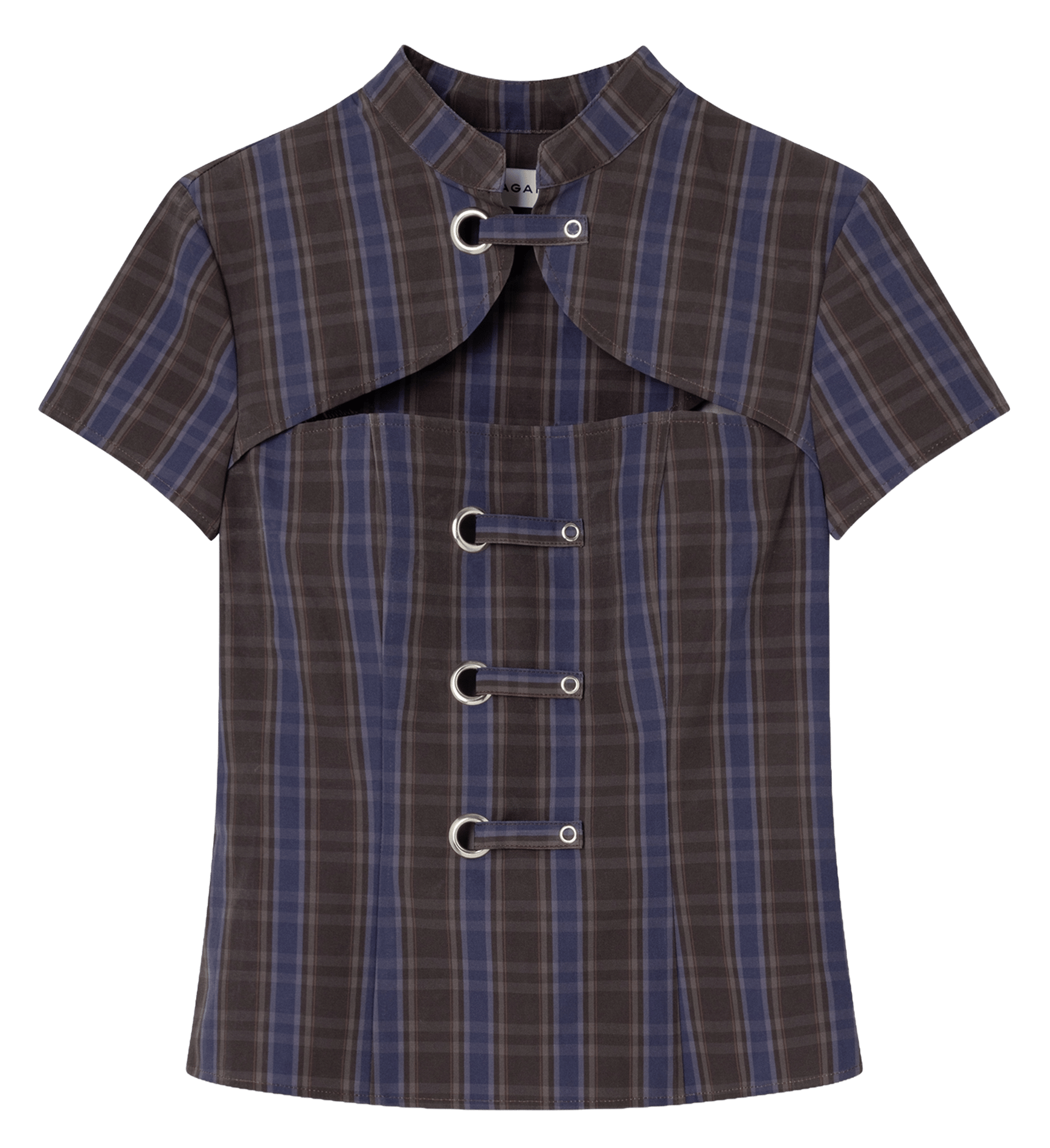 Printed high-neck cotton blend top LAAGAM Brown