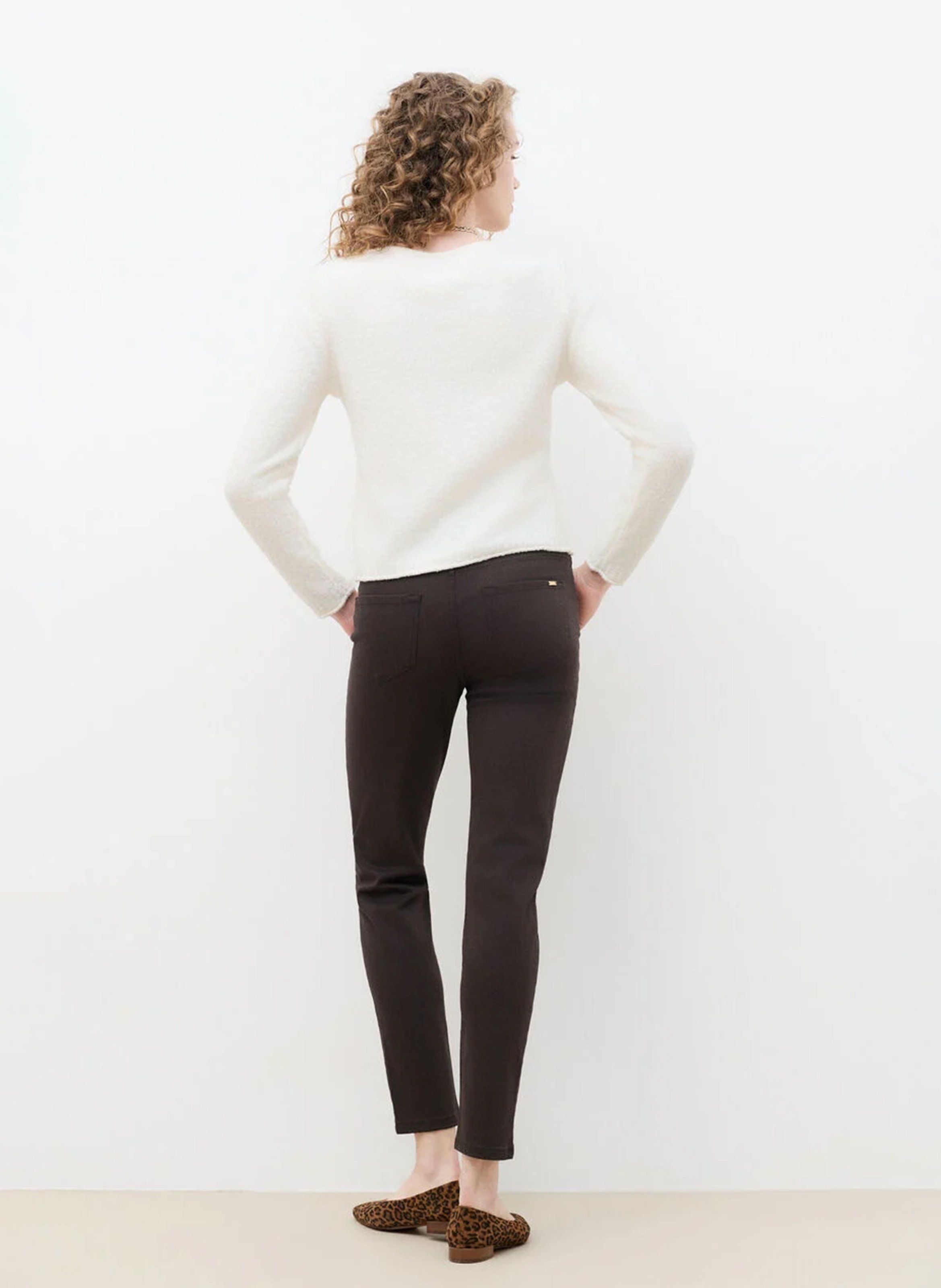 Straight cut boat neck solid color sweater CAROLL Beige