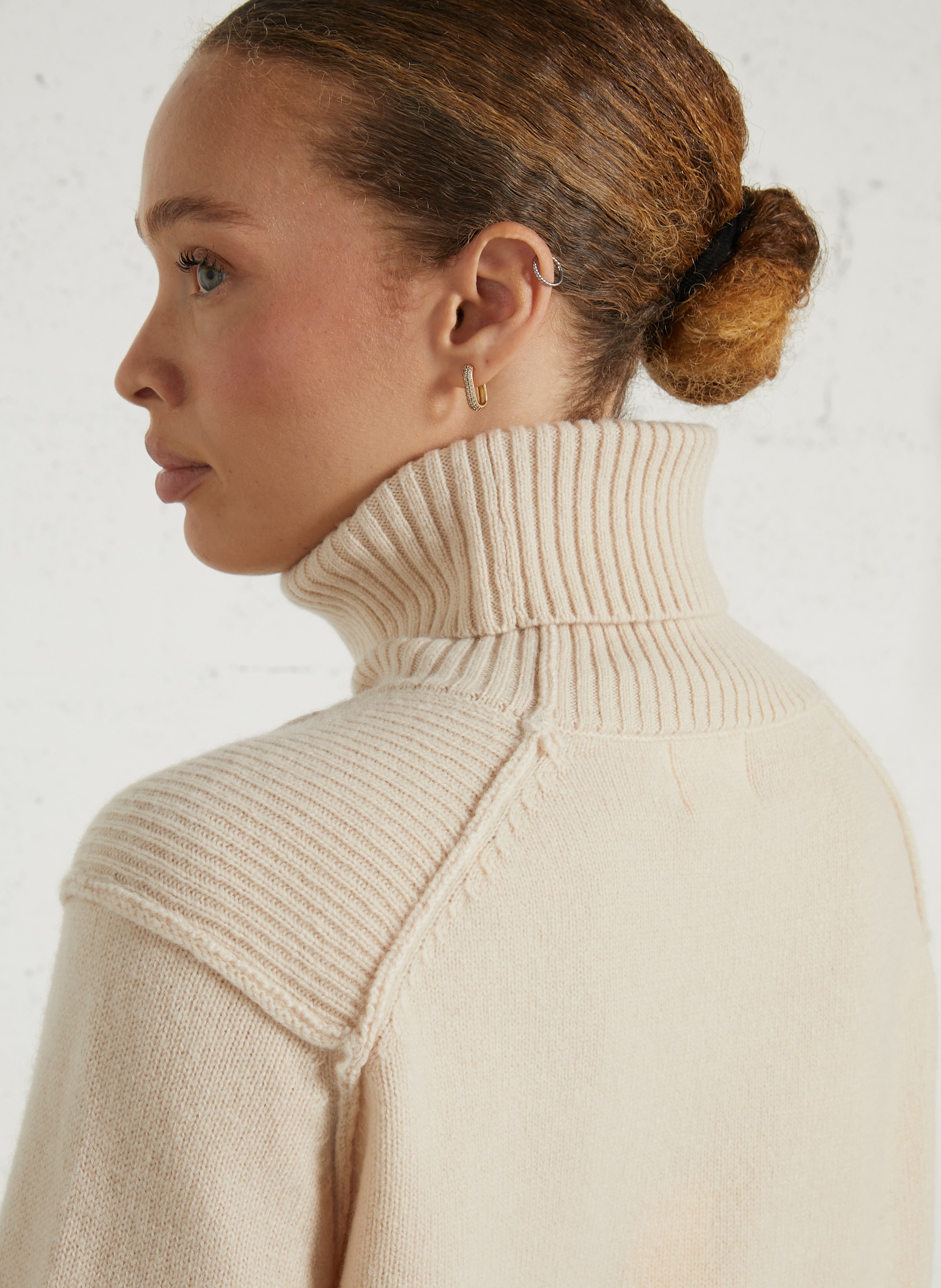Pull col roulé en laine BELLA JONES Beige