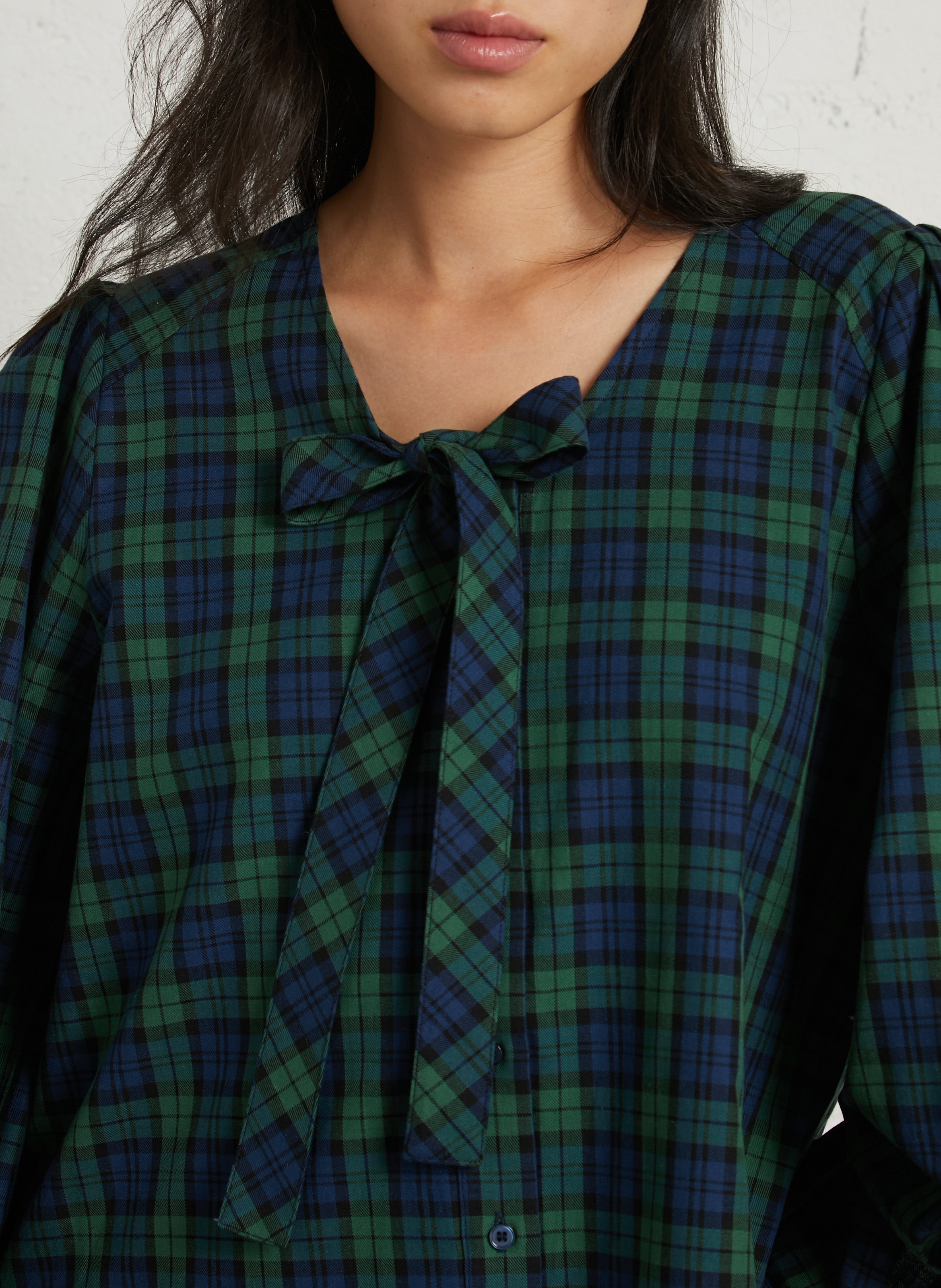Cotton blouse with lavallière collar THE TINY BIG SISTER Blue