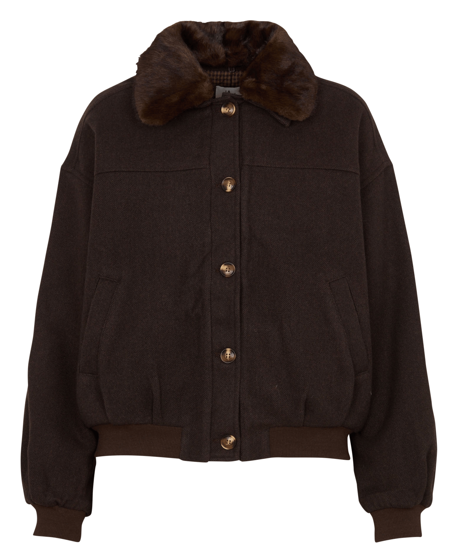 Gerade geschnittene Jacke mit Felloptik-Kragen LA PETITE ETOILE