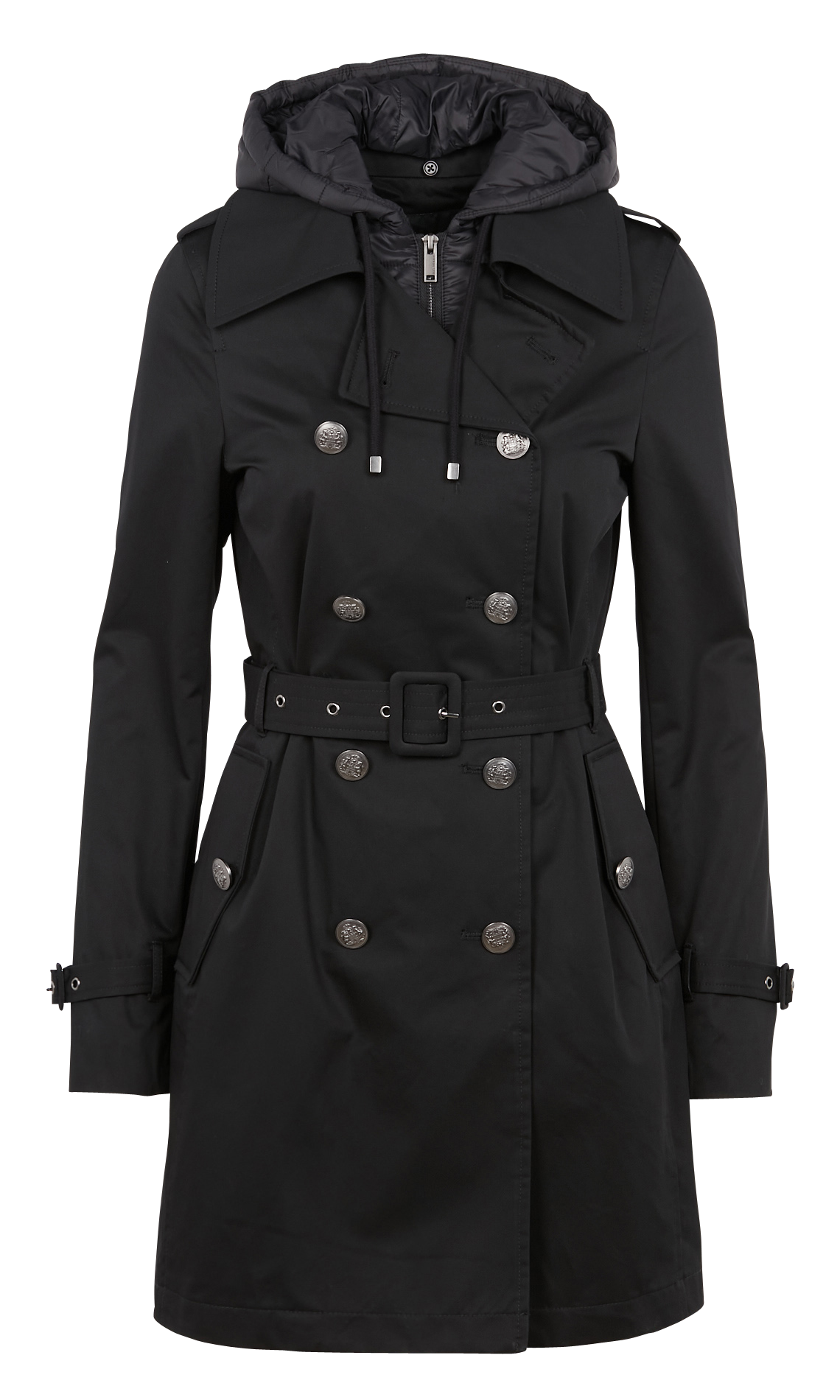Hooded cotton trench with tailored collar IKKS Black