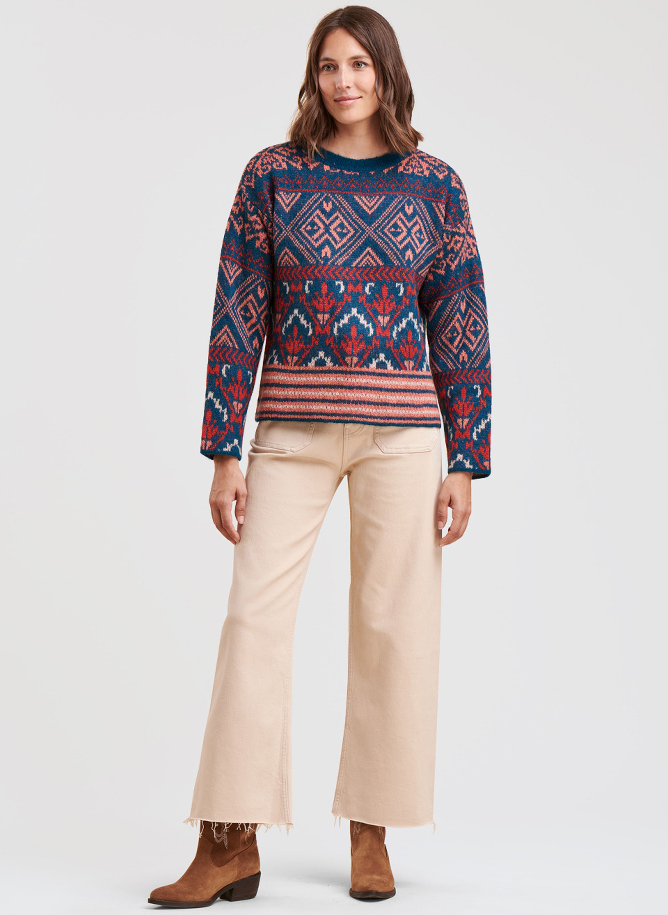 Blue Jacquard knit sweater