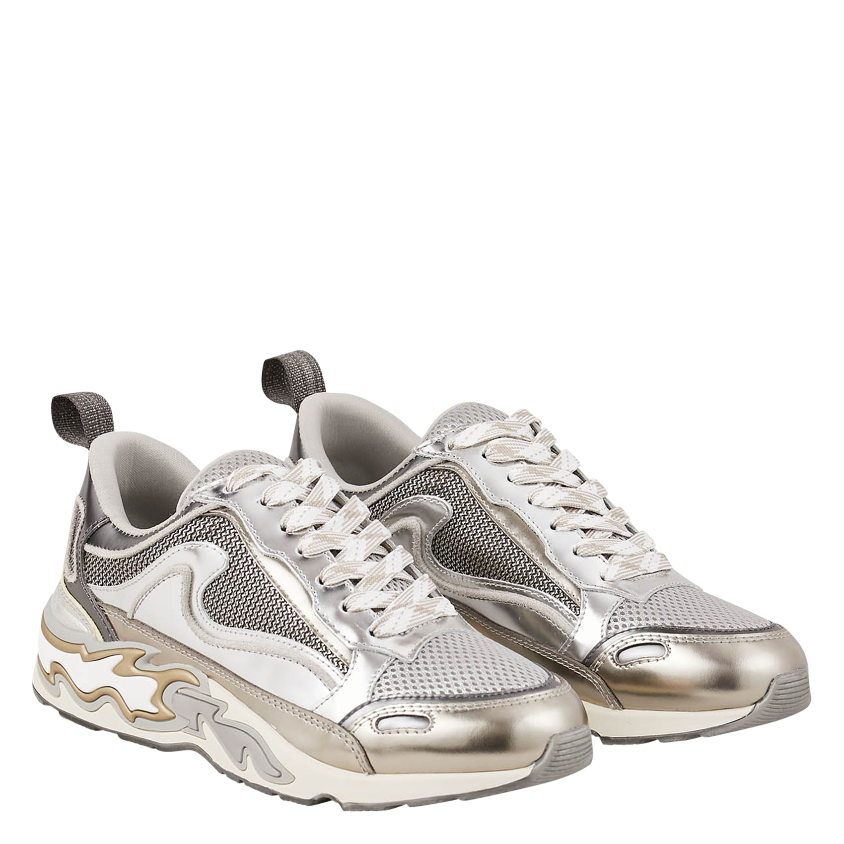 Baskets basses mix matière SANDRO Argent