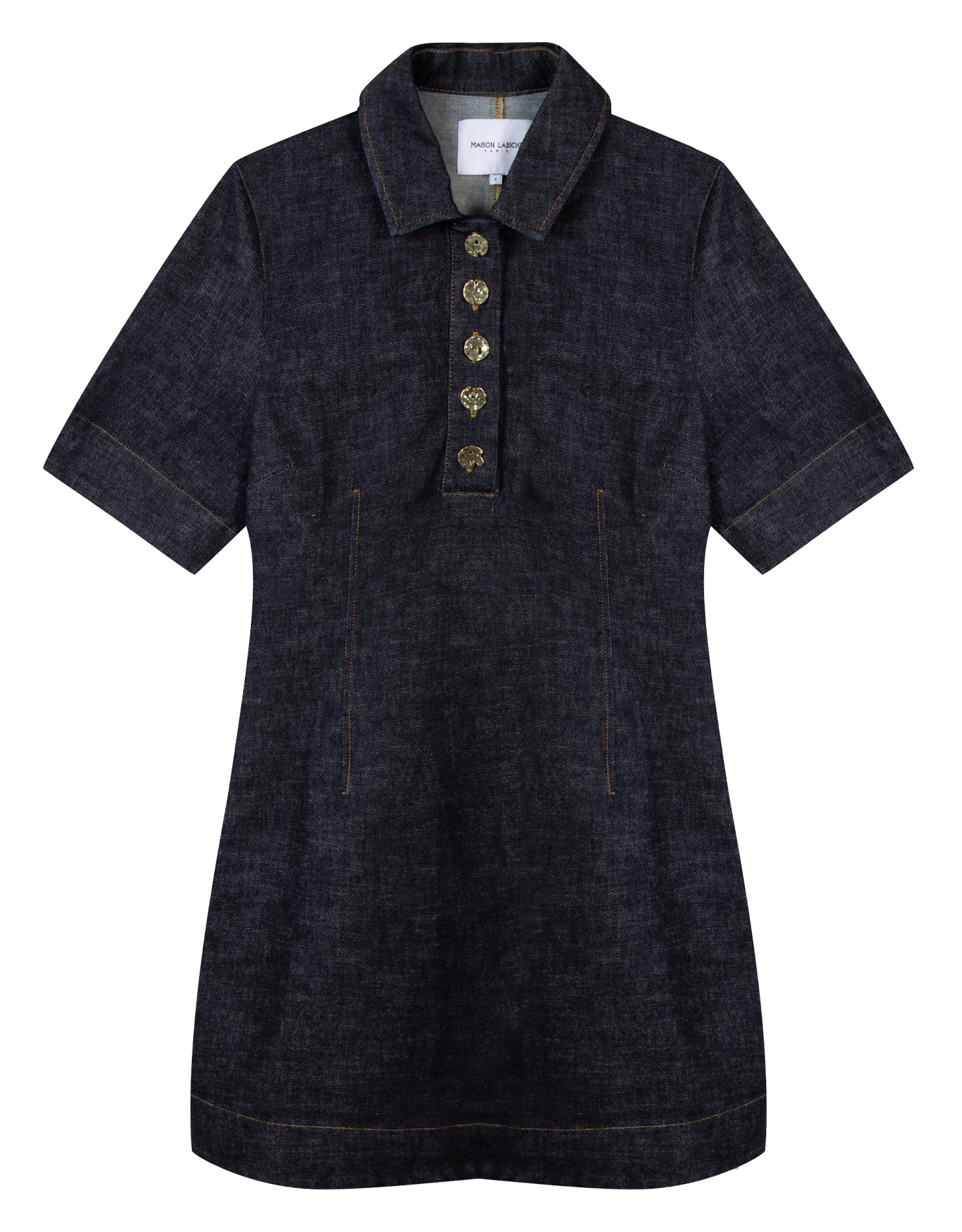 Robe courte col pointu en coton stretch  MAISON LABICHE Bleu