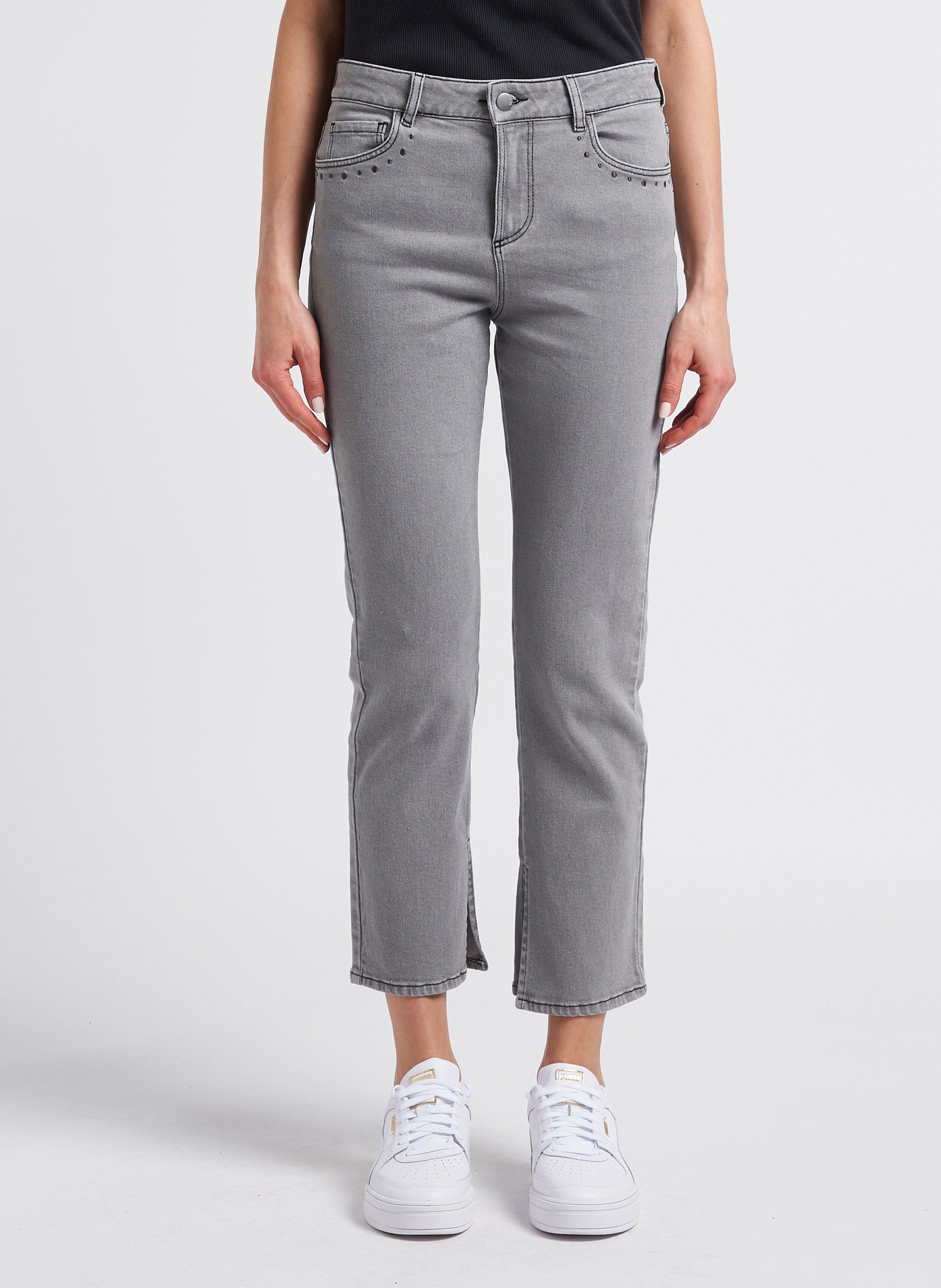 Jean droit gris outlet femme