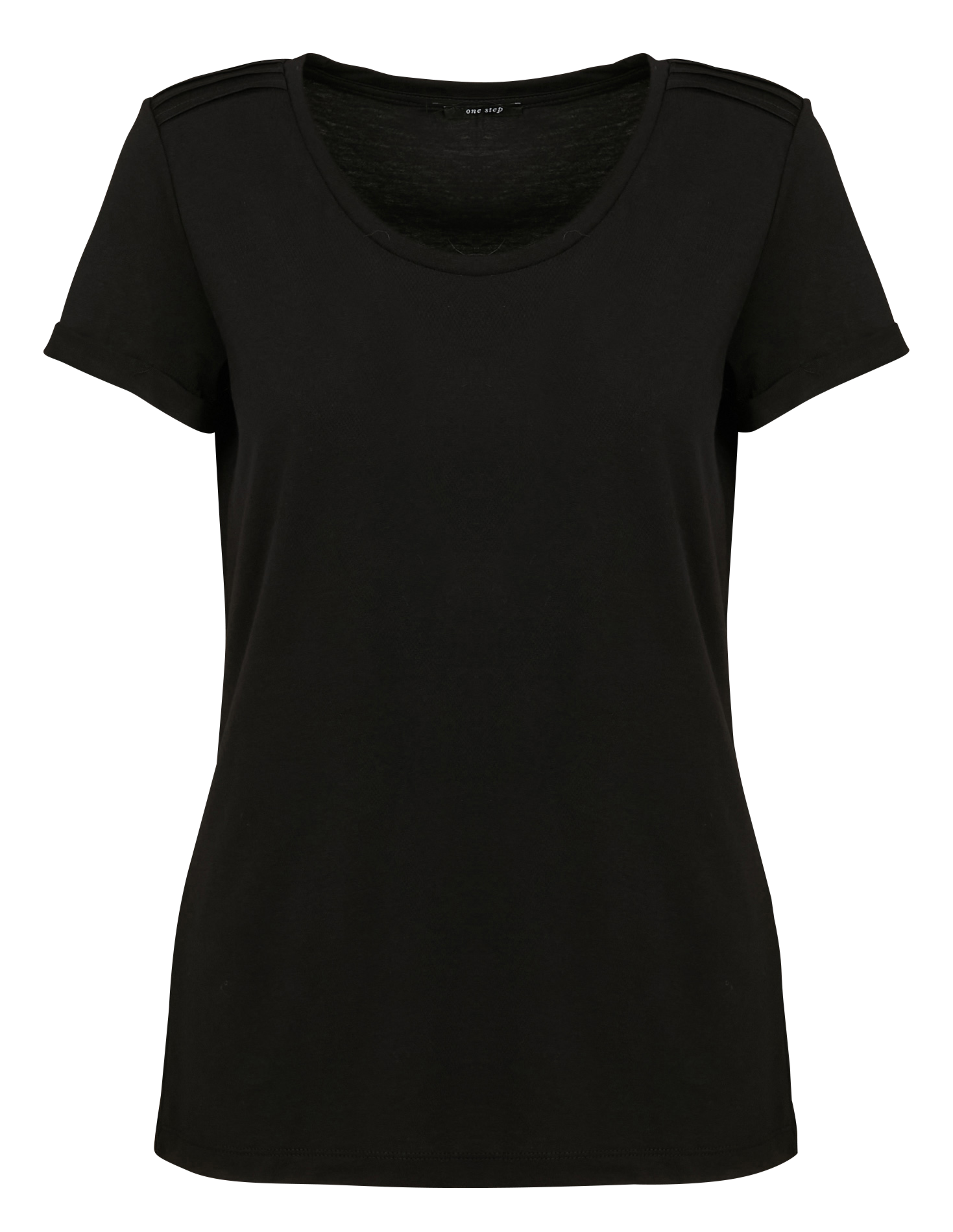 Round neck cotton blend t-shirt ONE STEP Black