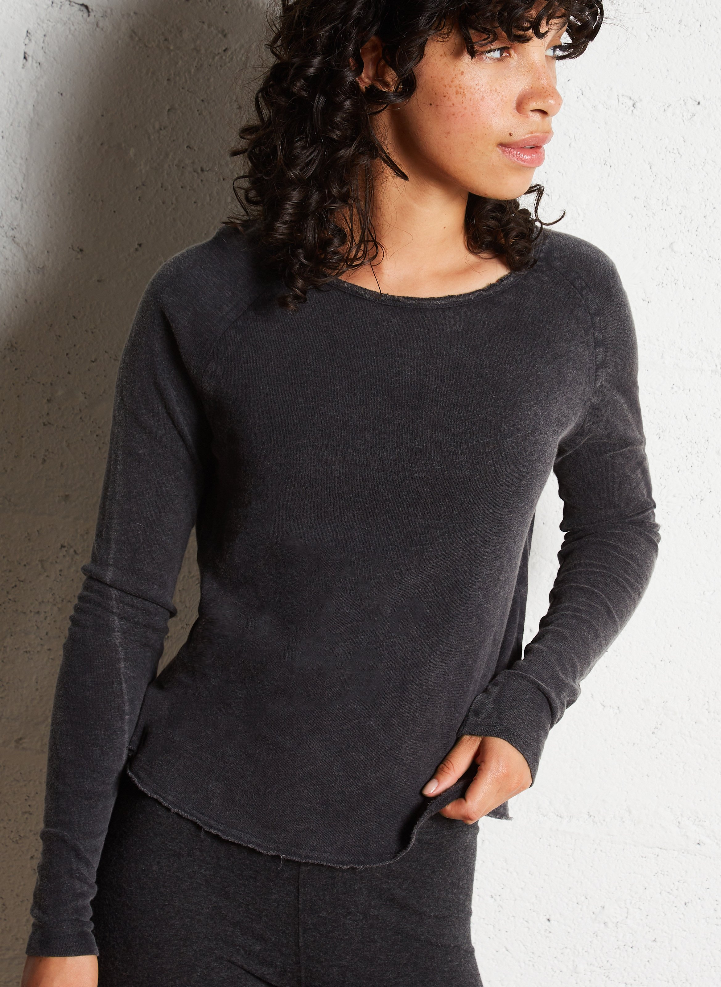 Baumwoll-T-Shirt mit Rundhalsausschnitt Schwarz