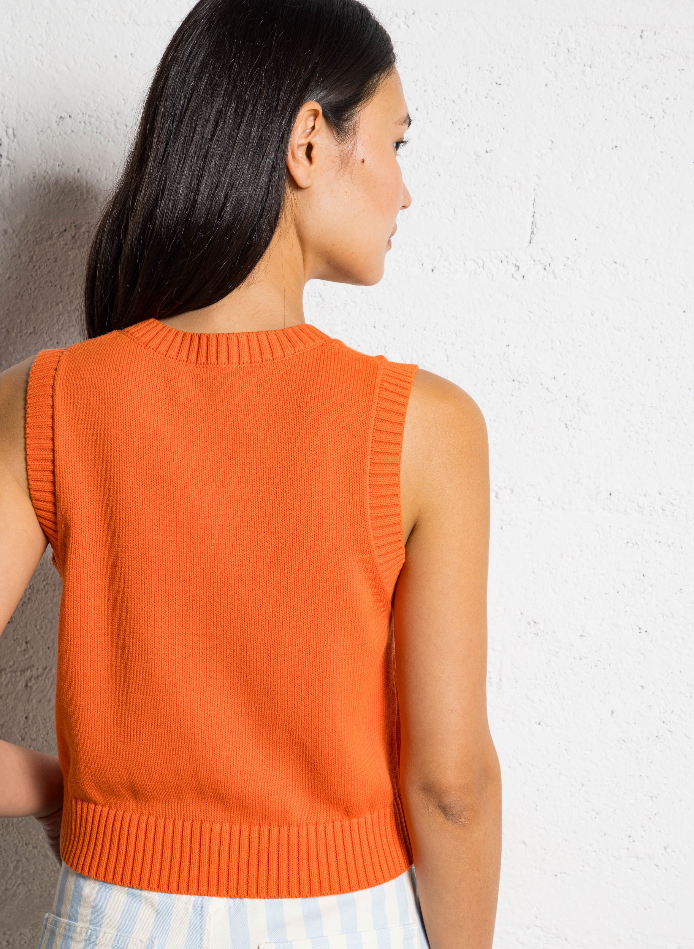 Massachusetts V-neck cotton cardigan THE TINY BIG SISTER Red