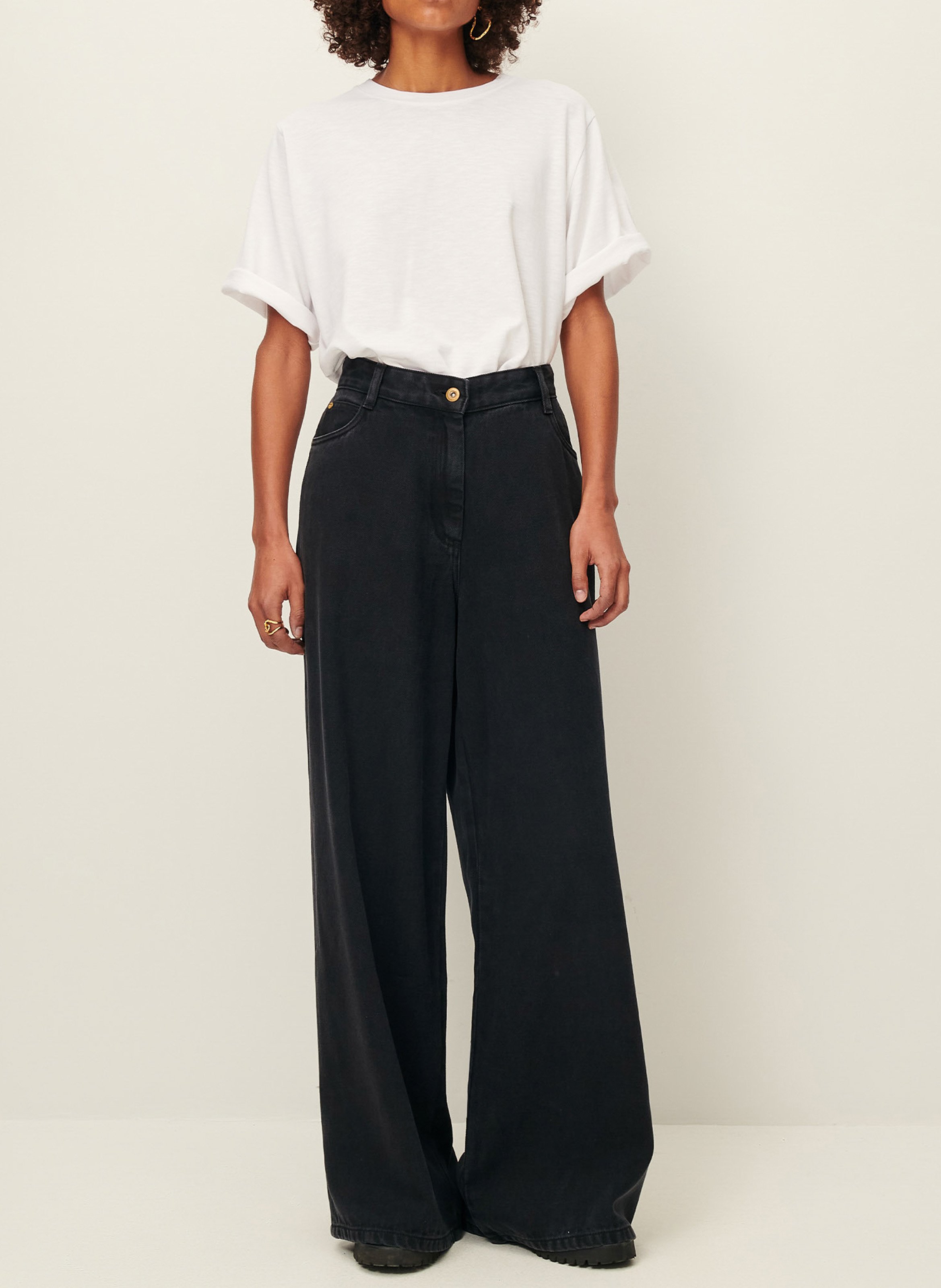 Wide-leg denim jeans SESSUN Black