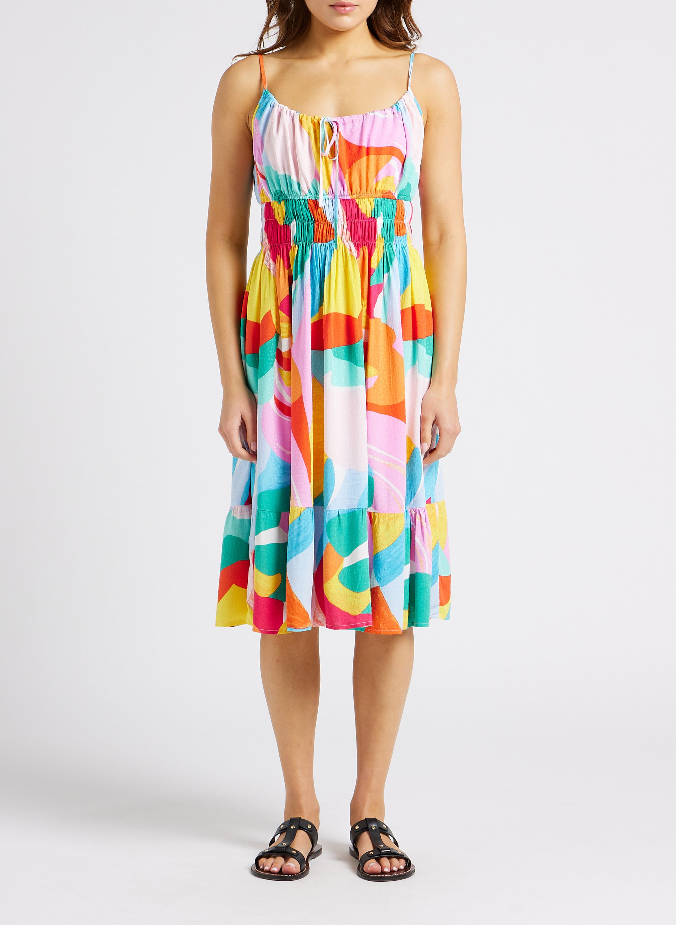 Halblanges Kleid mit rundem Ausschnitt YAS Mehrfarbig