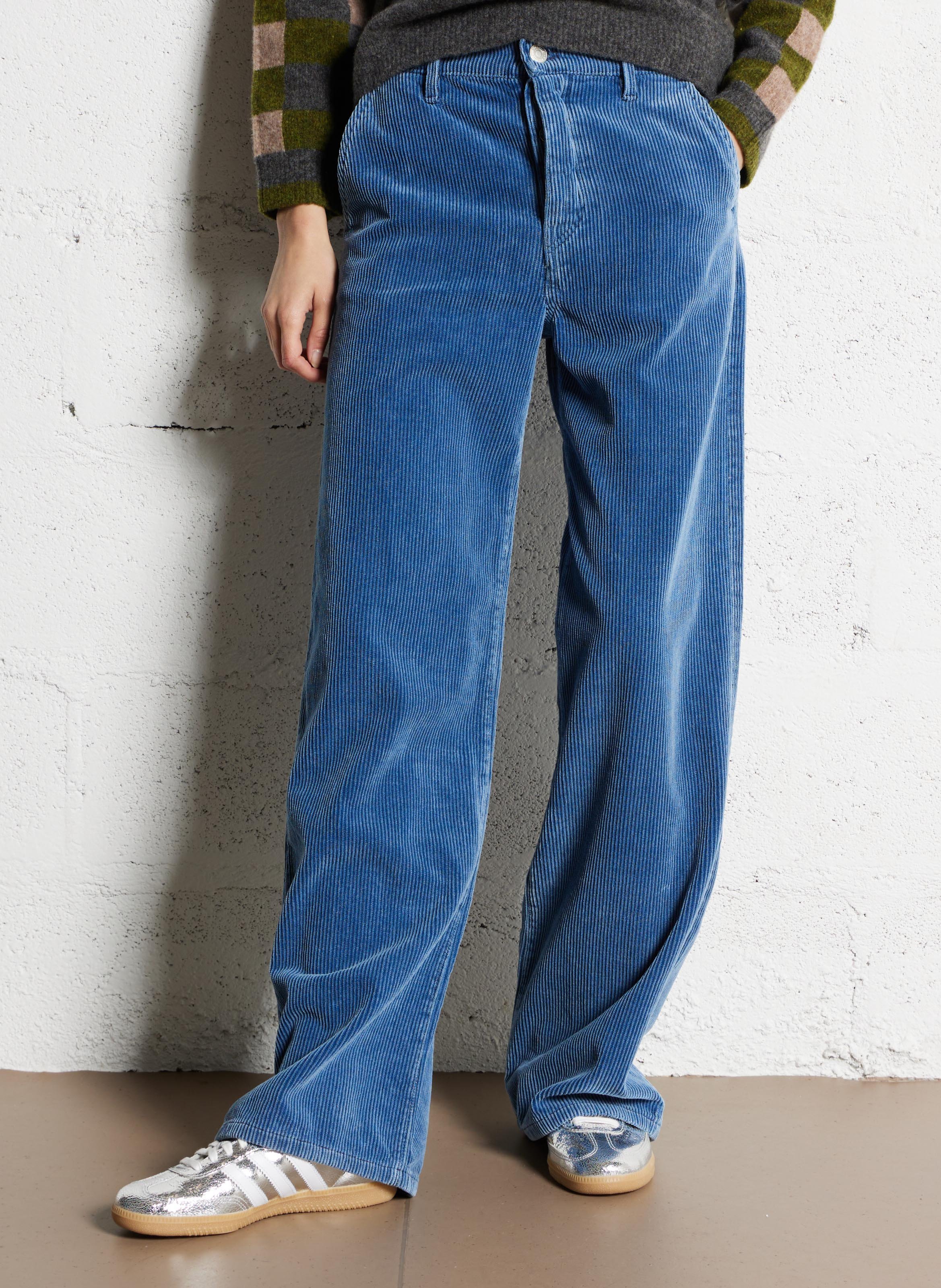 Wijde broek van ribfluweel van katoen ACQUAVERDE Blauw