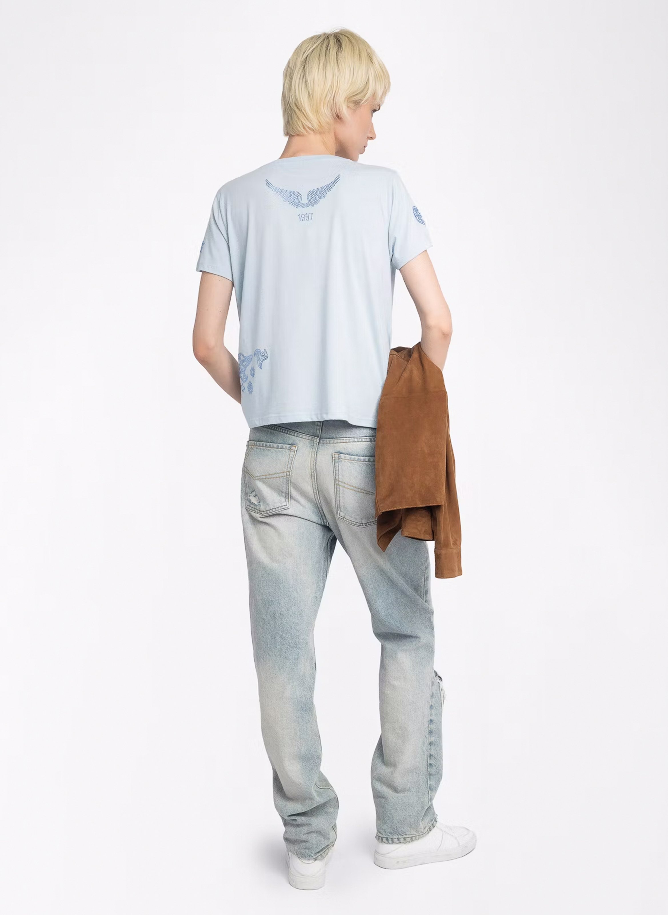 Tee-shirt col rond à strass ZADIG&VOLTAIRE Bleu