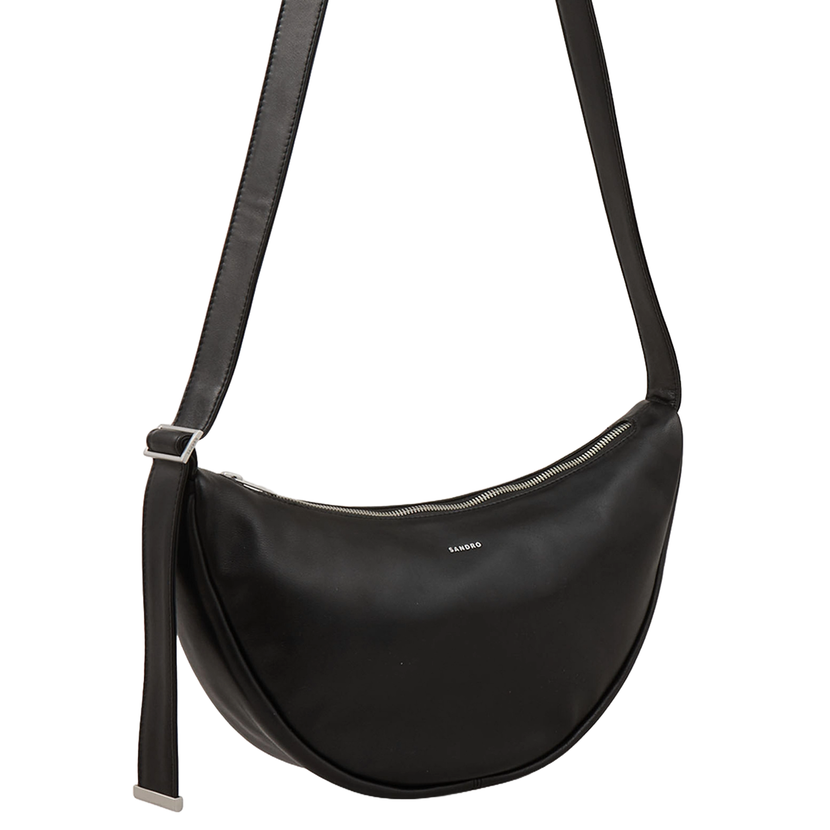 Sac hobo bandoulière en cuir SANDRO Noir