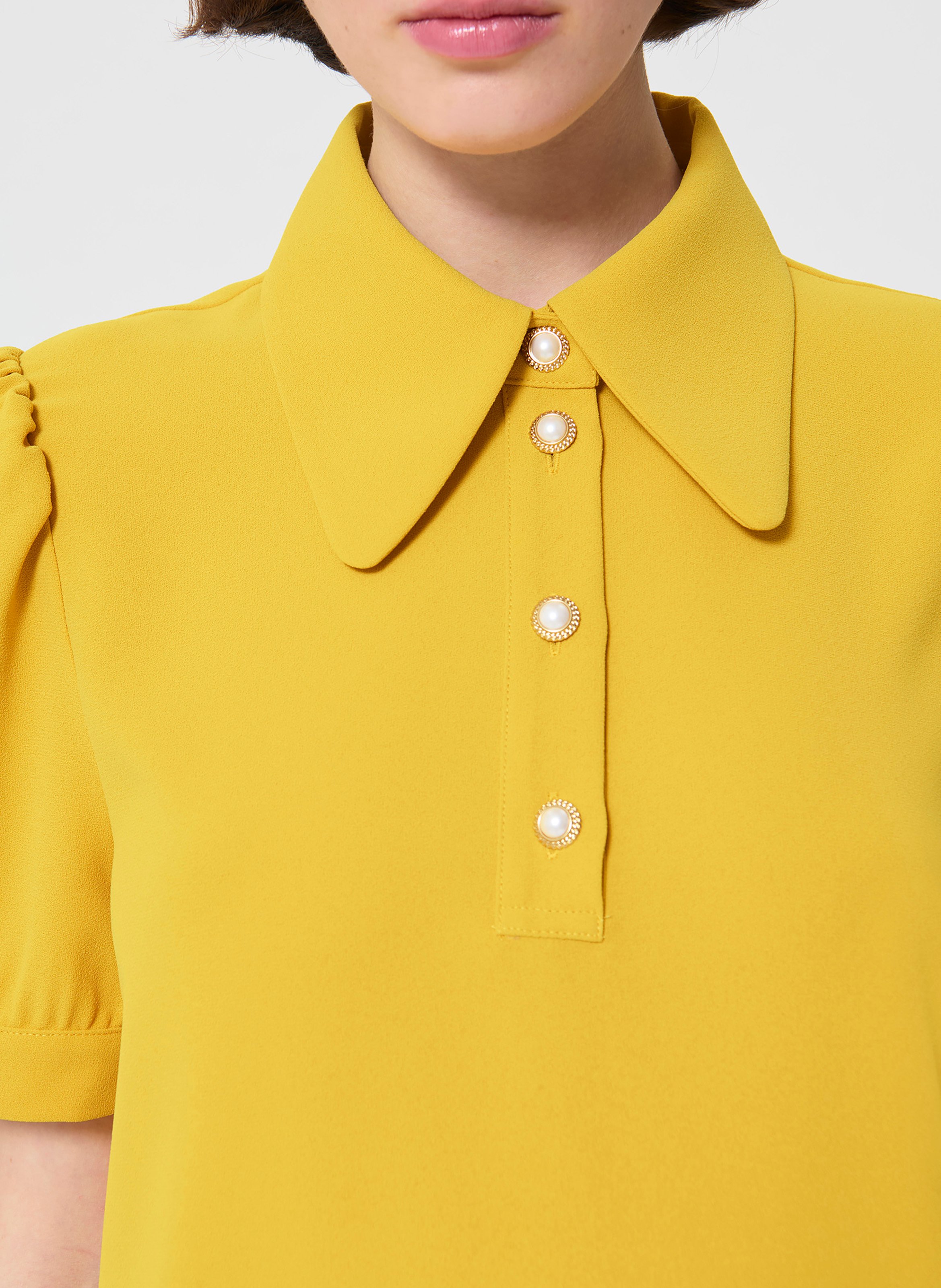 Short-sleeved polo with jewel buttons TARA JARMON Yellow