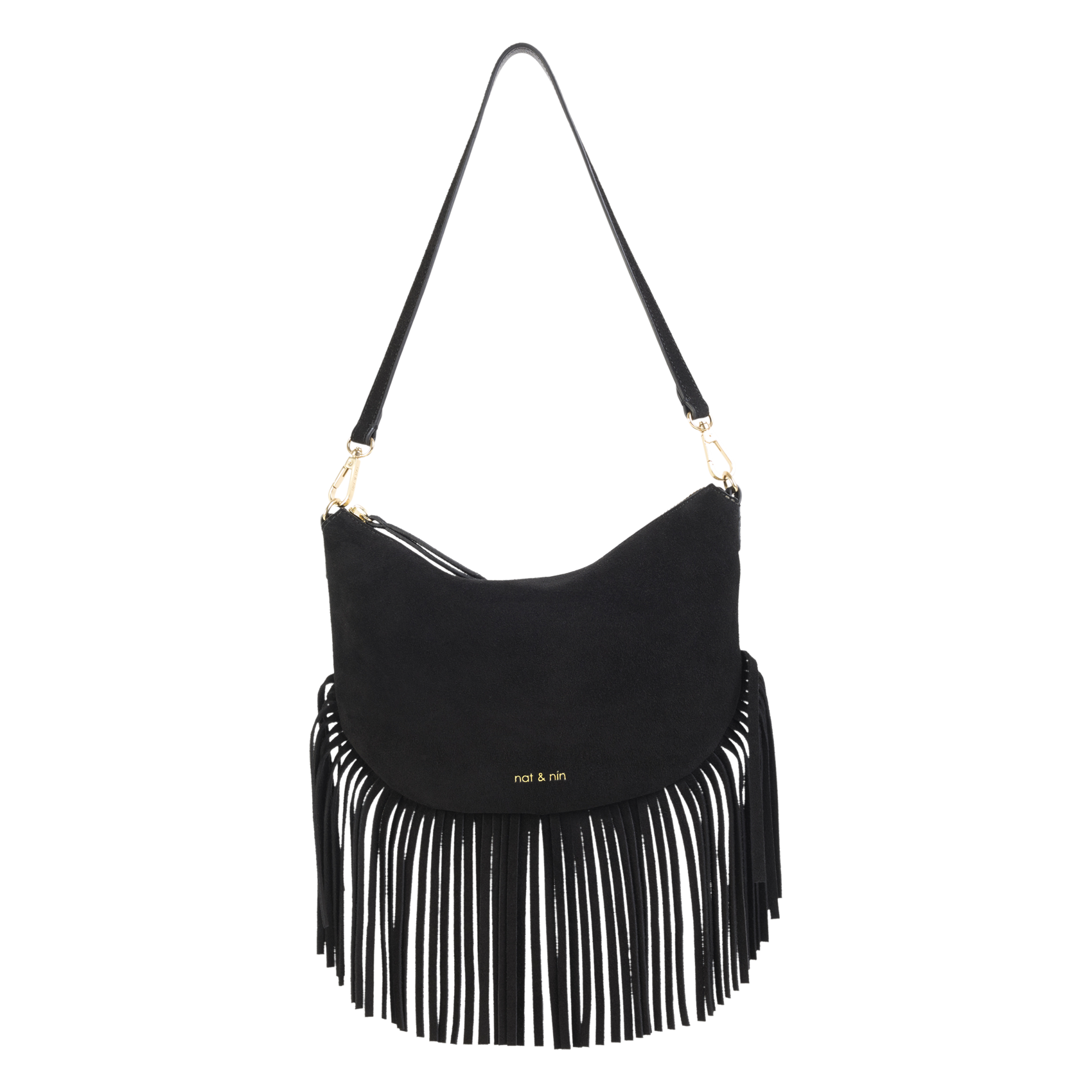 Sac bandoulière à franges en cuir NAT & NIN
