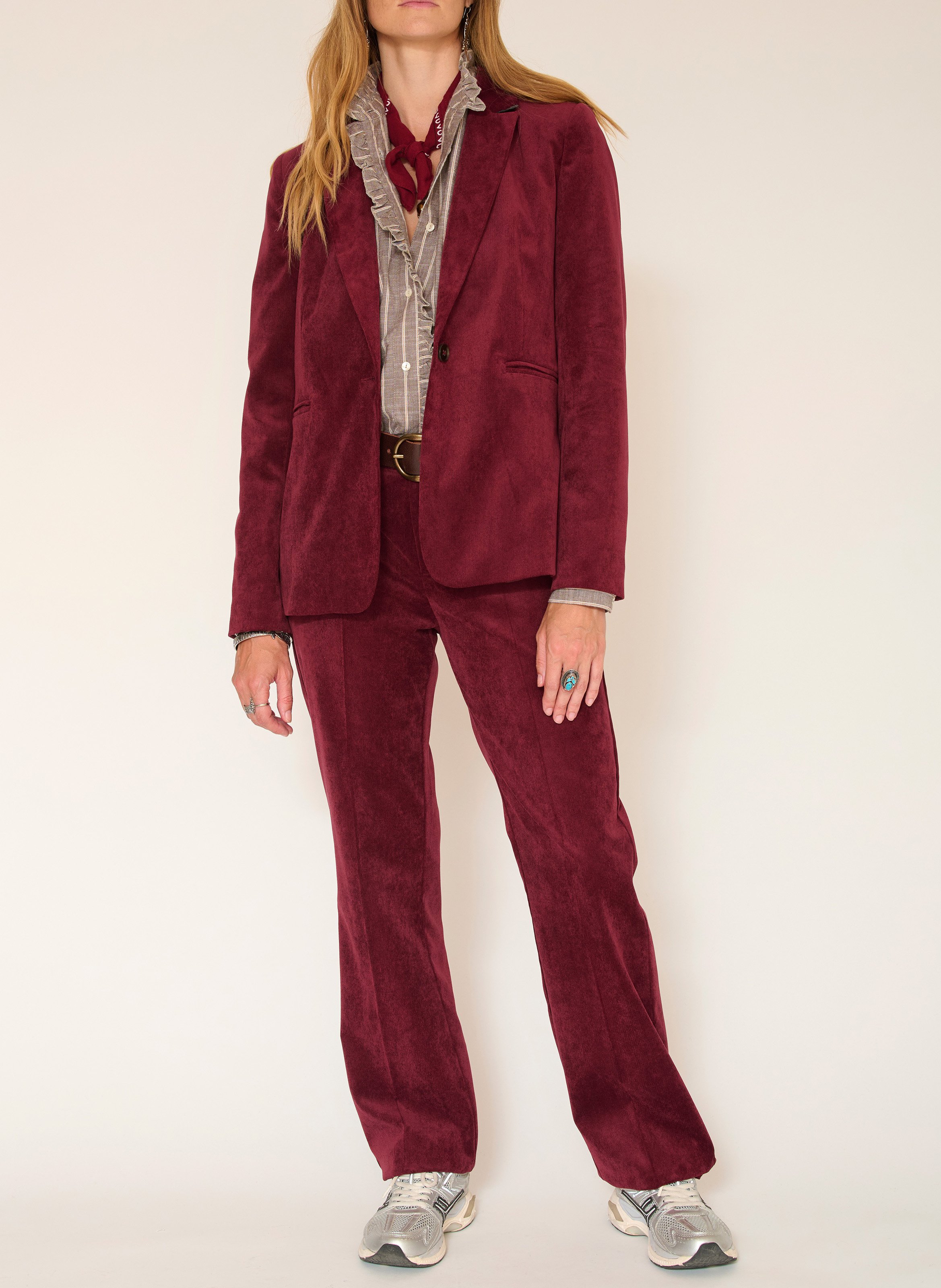 Pantalon droit en velours côtelé MKT Rouge