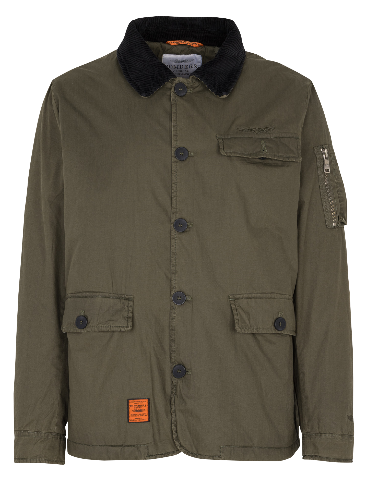 Veste boutonnée à col revers velours côtelé BOMBERS ORIGINAL Kaki