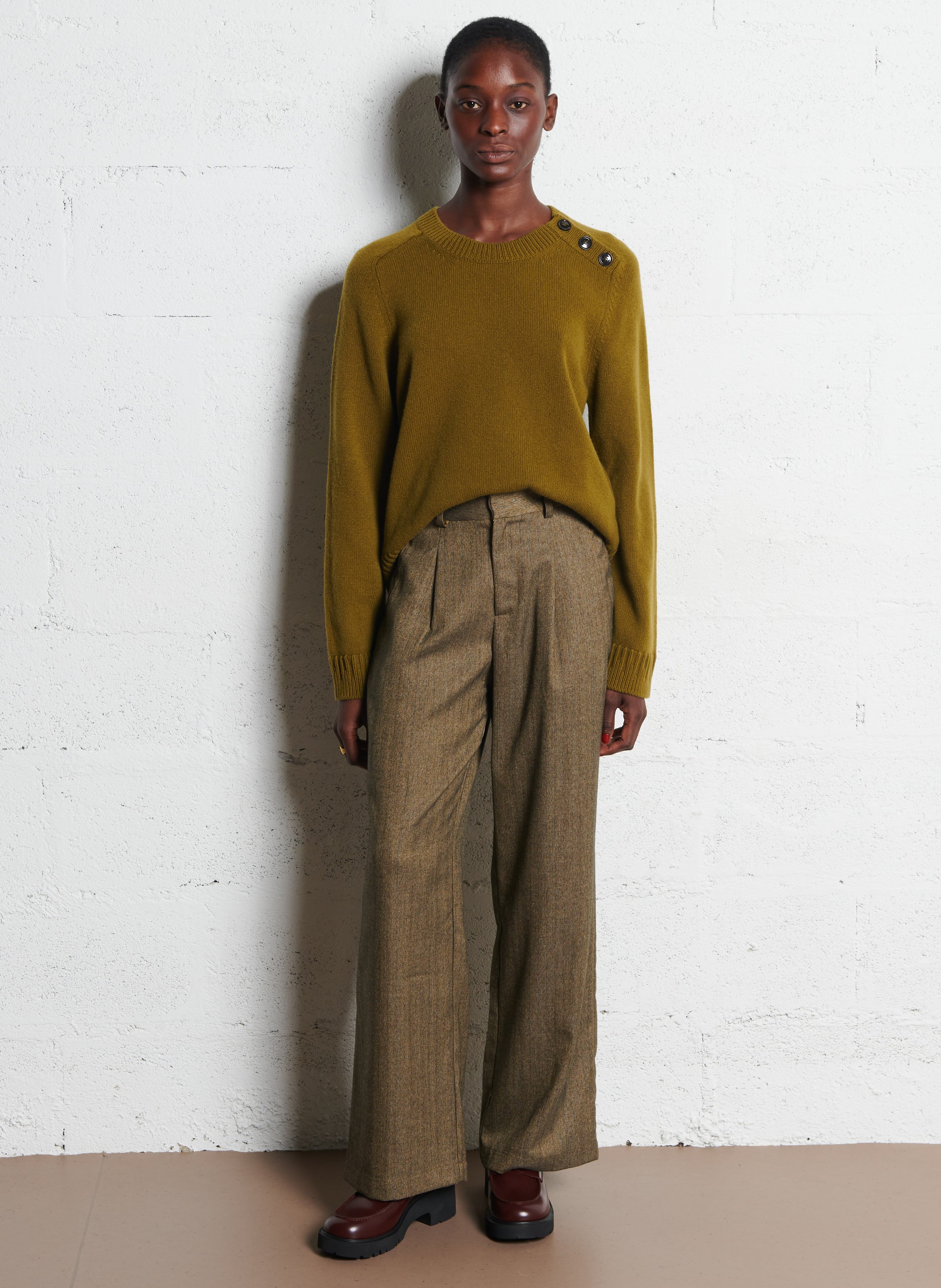 Pantalon large taille haute SEE U SOON Beige