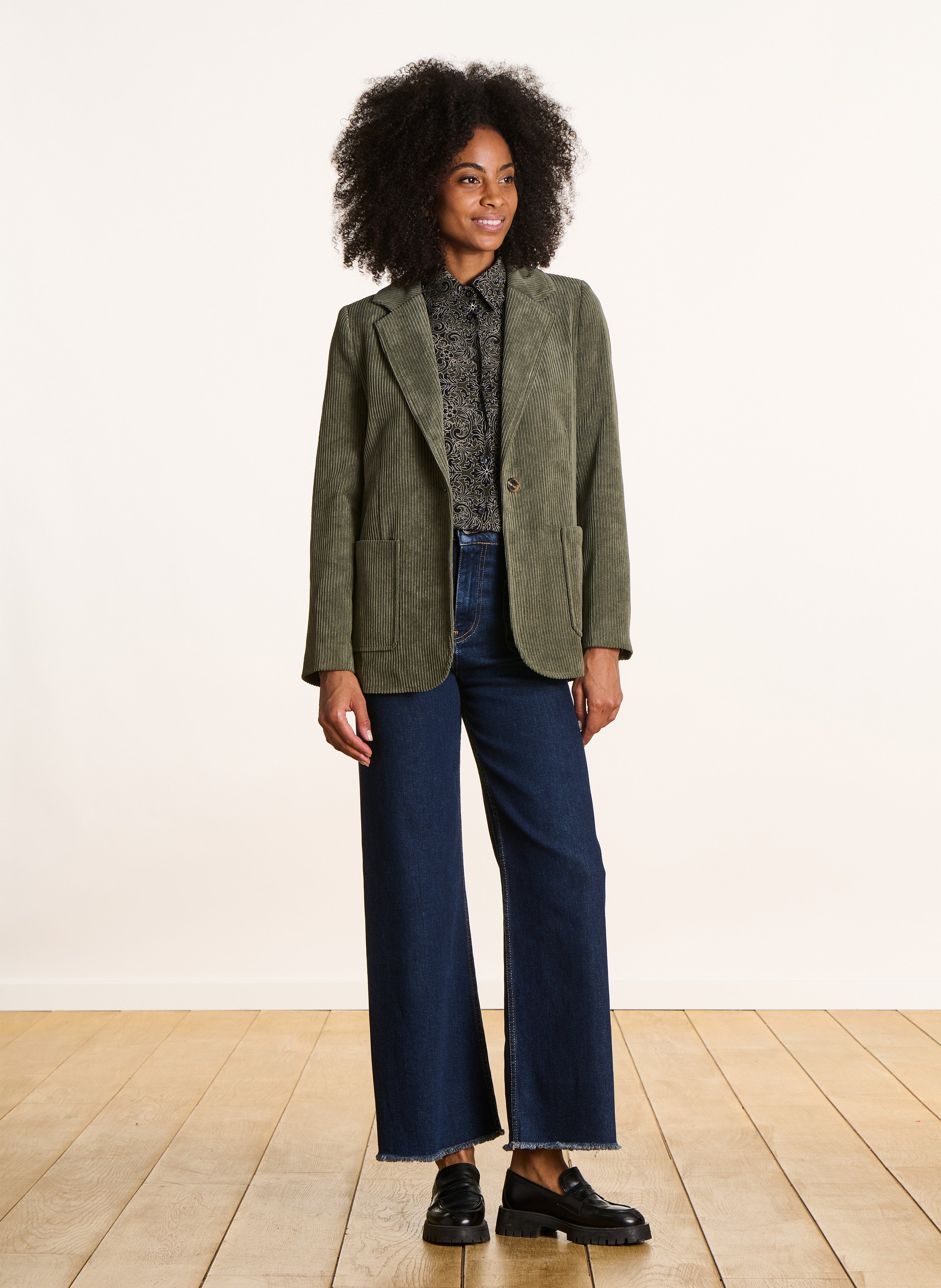 Corduroy suit jacket LA FEE MARABOUTEE Green