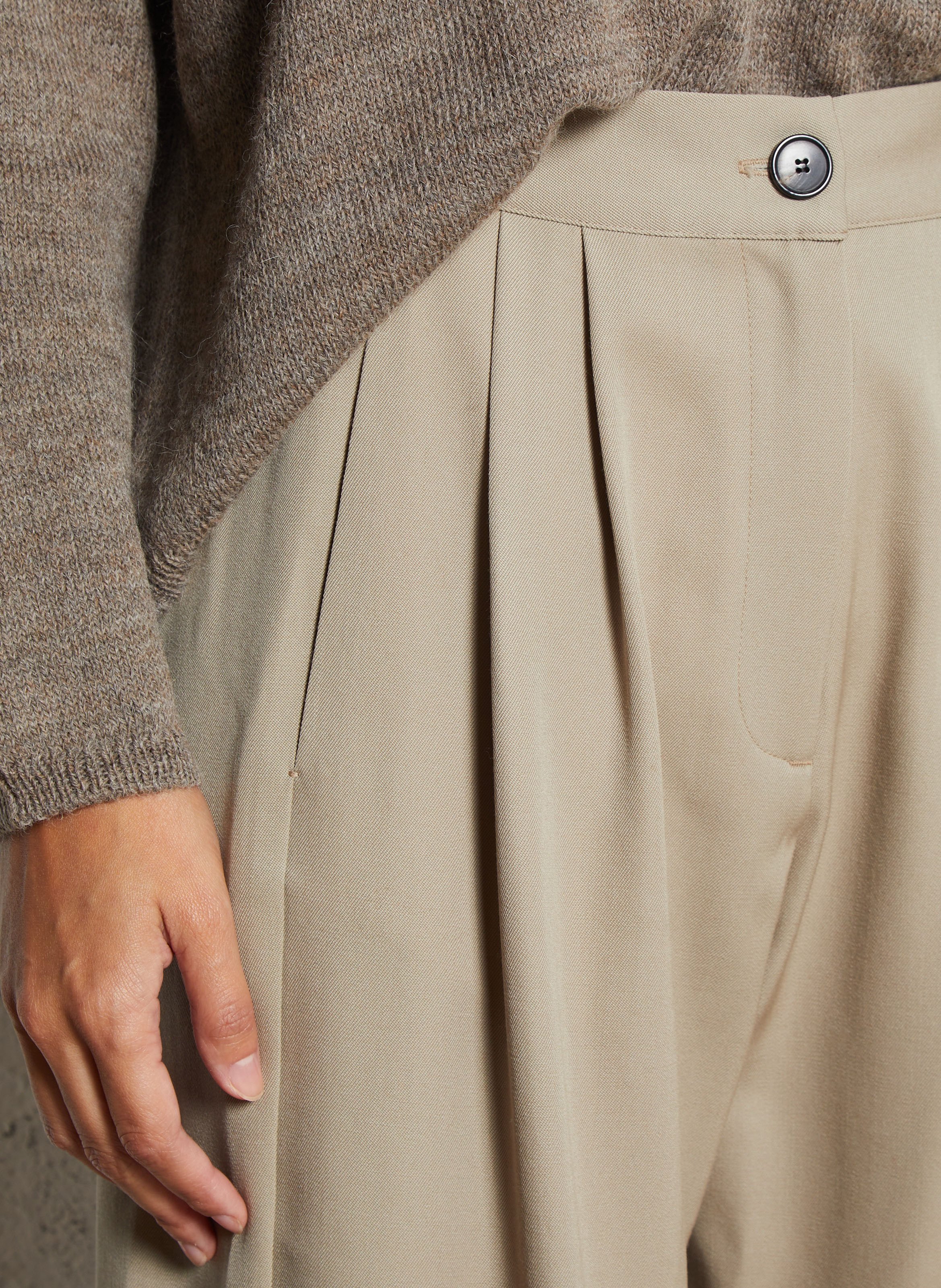 Wijde broek van wol MASSCOB Beige